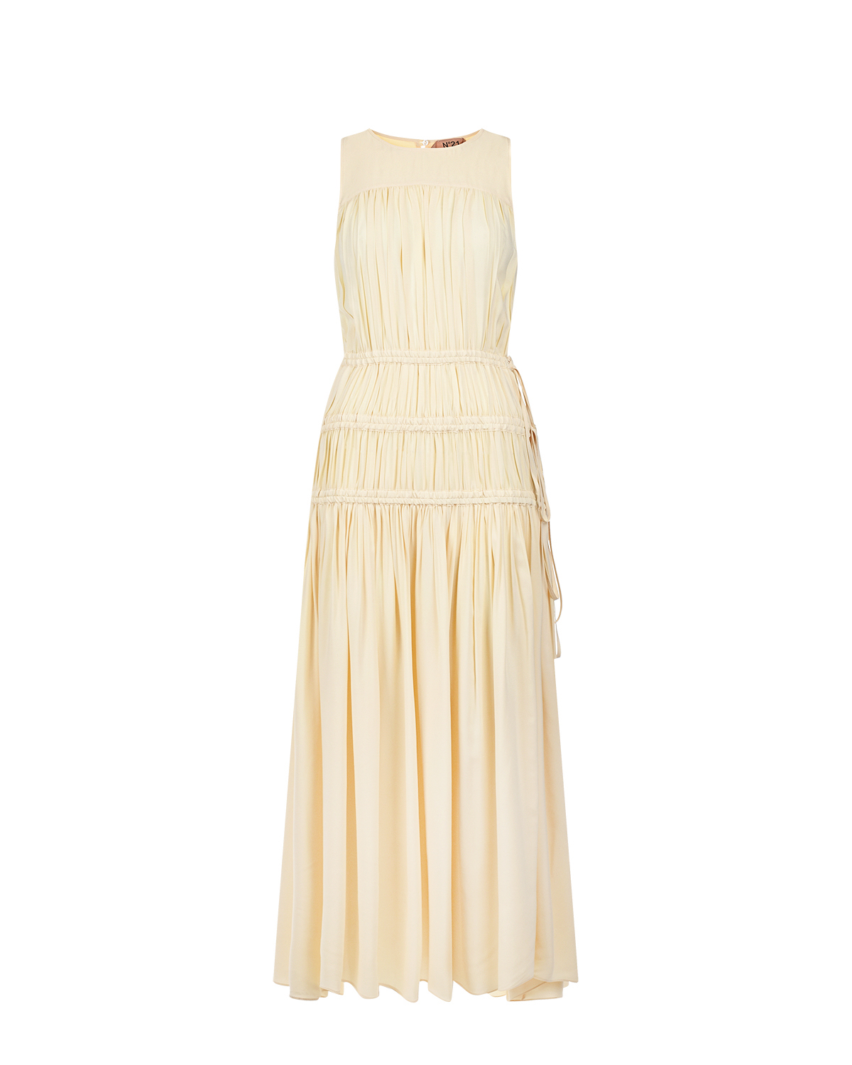 Бежевое приталенное платье No. 21, размер 42, цвет бежевый - фото 1