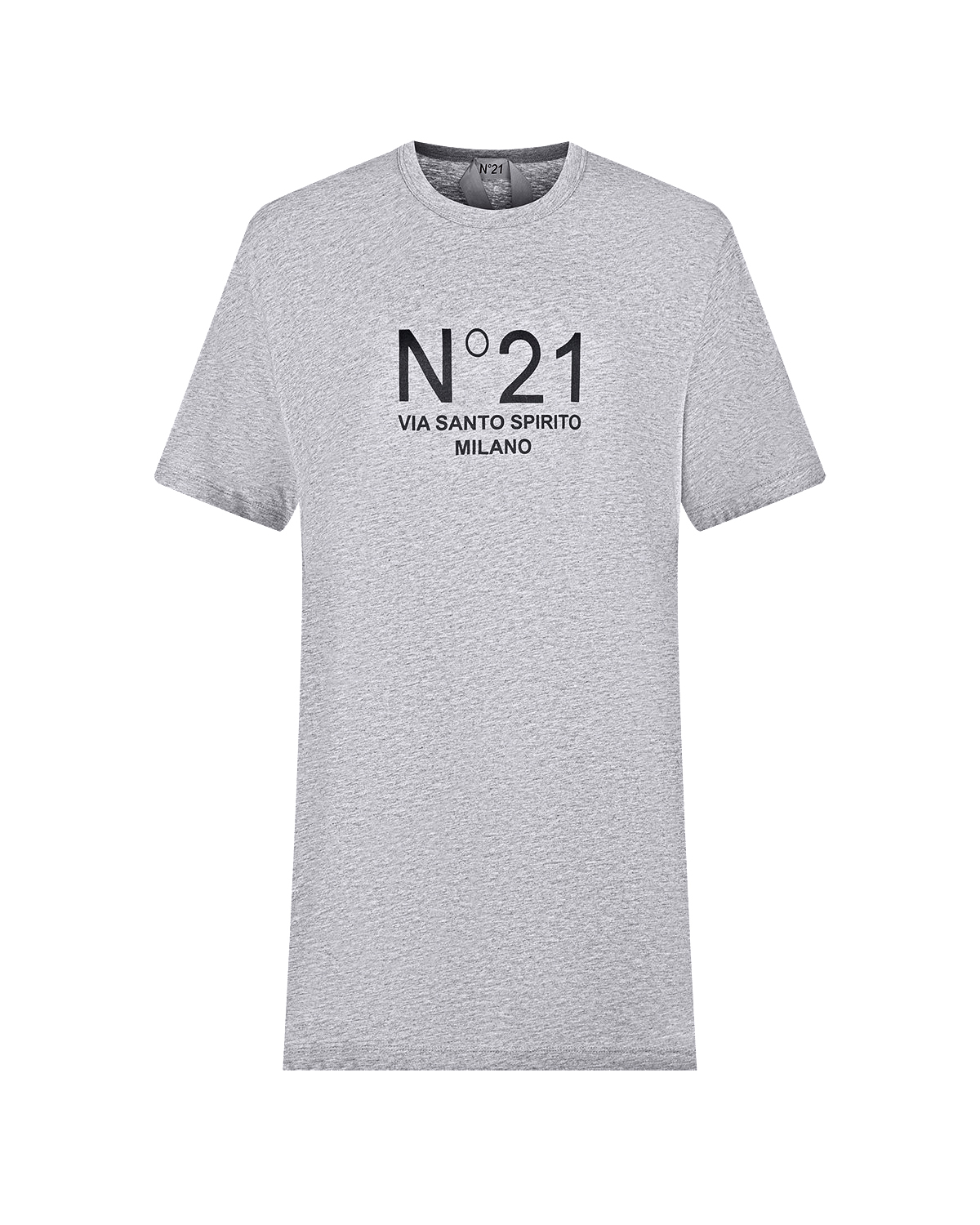 Серая базовая футболка с логотипом No. 21, размер 40, цвет серый - фото 1