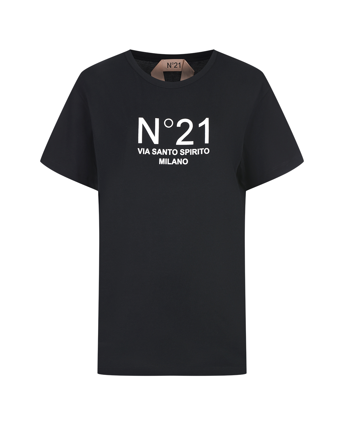 Черная базовая футболка с логотипом No. 21, размер 42, цвет черный - фото 1