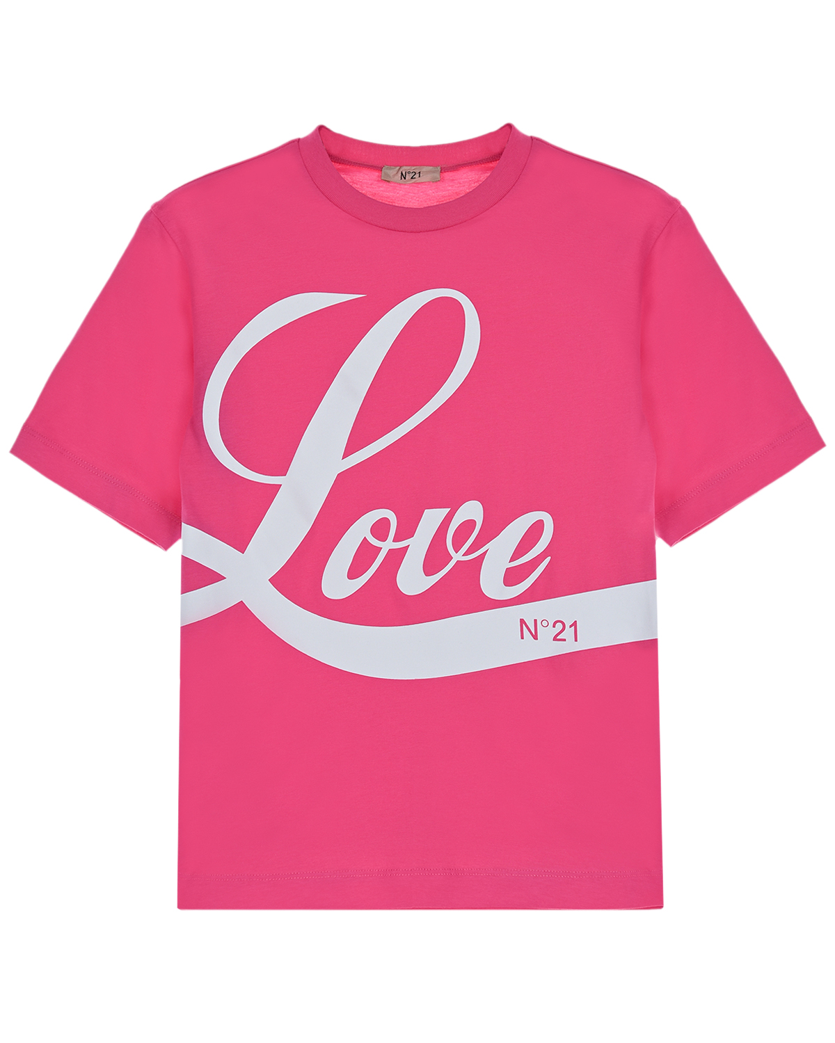 Розовая футболка с принтом "Love" No. 21 детская, размер 140, цвет розовый - фото 1