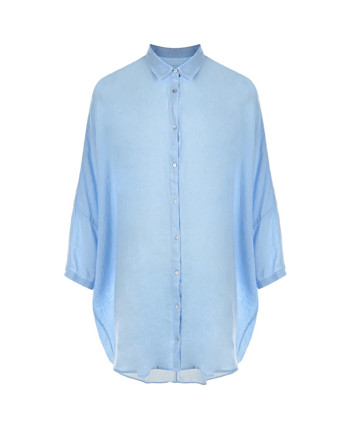 Удлиненная голубая рубашка 120% Lino, цвет