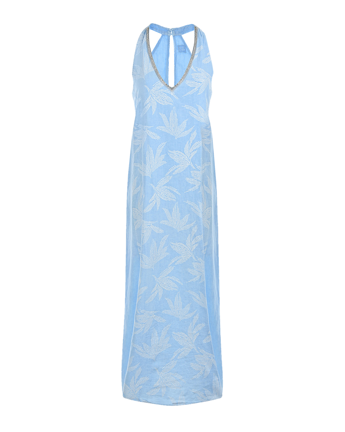 Голубое платье с белым цветочным принтом 120% Lino