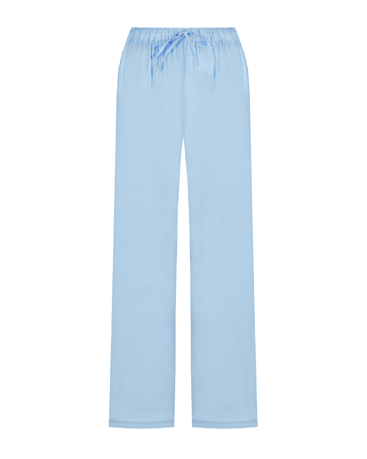 Голубые брюки с поясом на кулиске 120% Lino