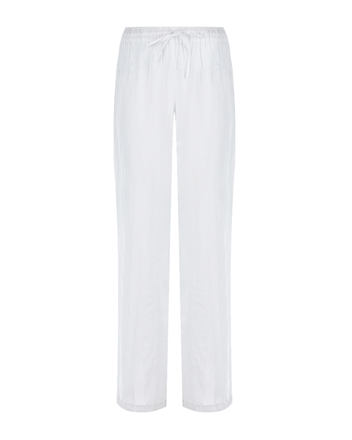 Белые брюки с поясом на кулиске 120% Lino