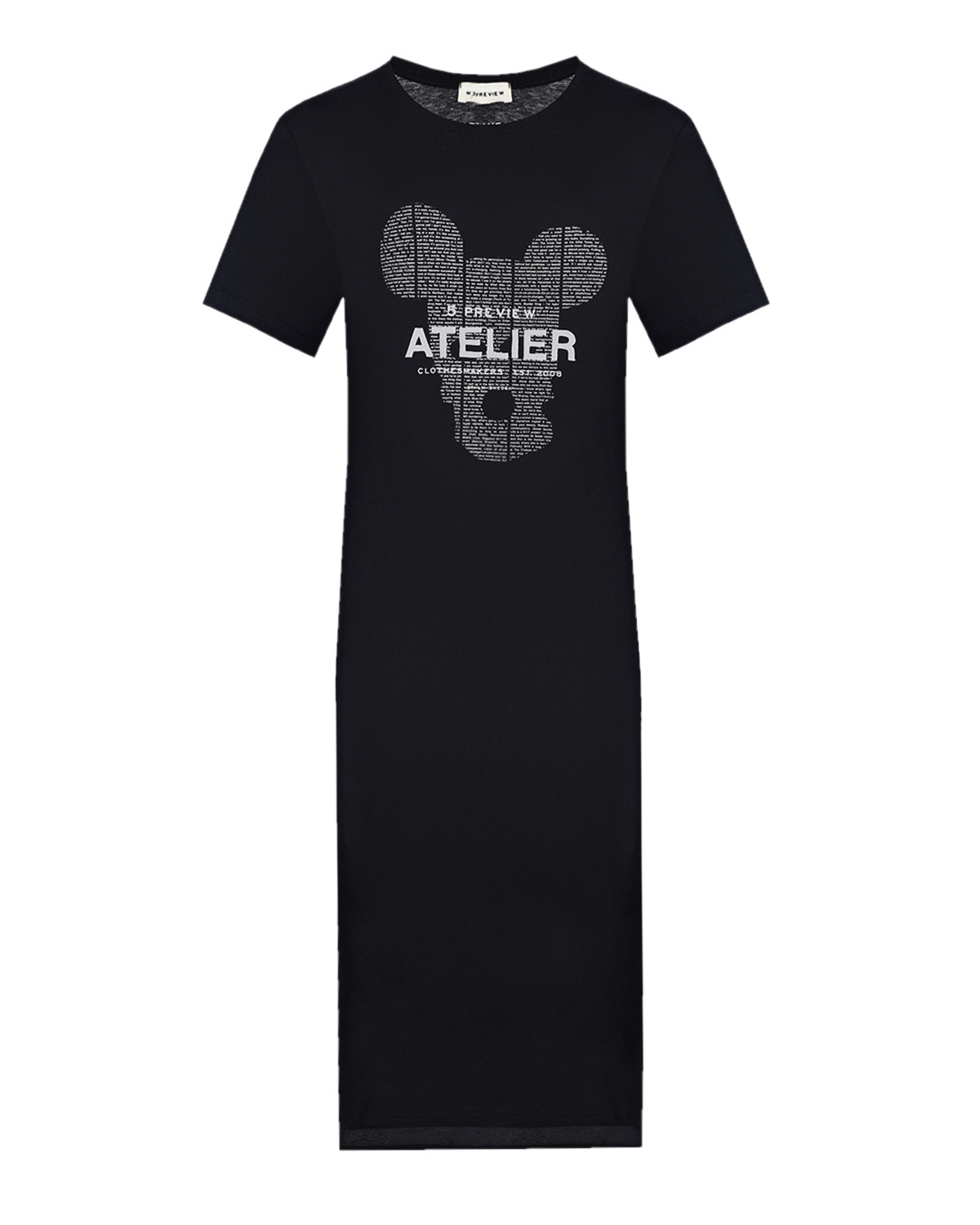 Платье-футболка с принтом "Atelier" 5 Preview, размер 40, цвет черный - фото 1