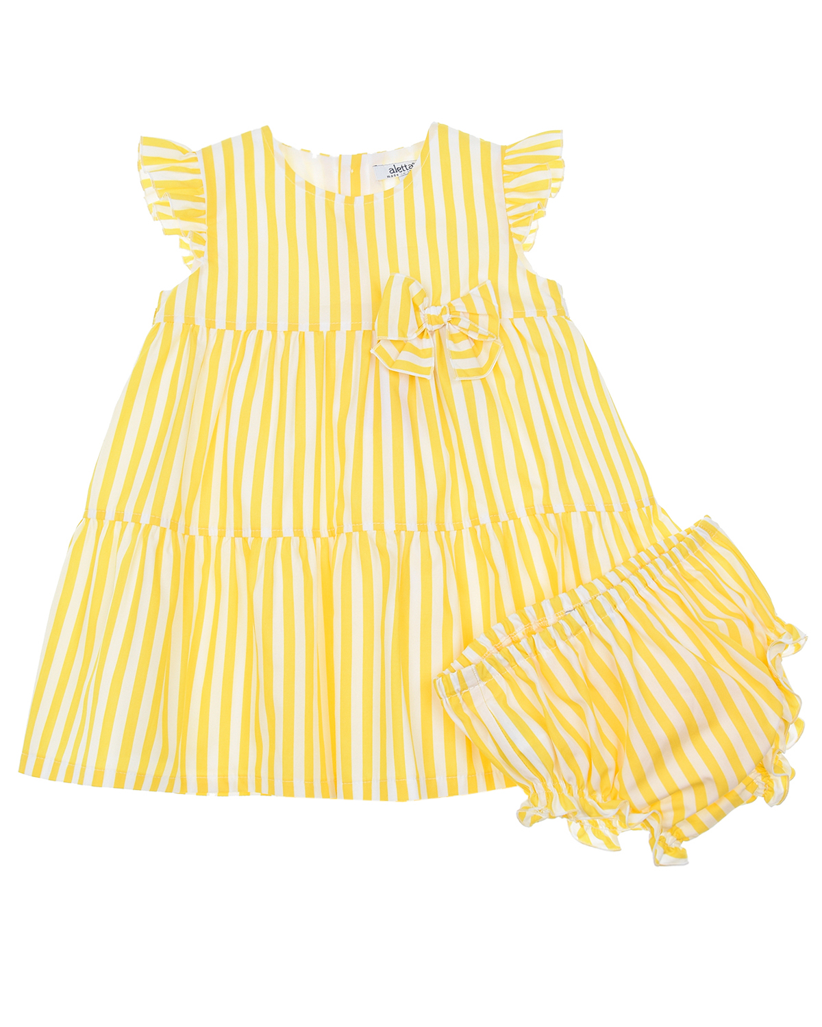 Платье в желто-белую полоску Aletta детское, размер 86, цвет мультиколор - фото 1