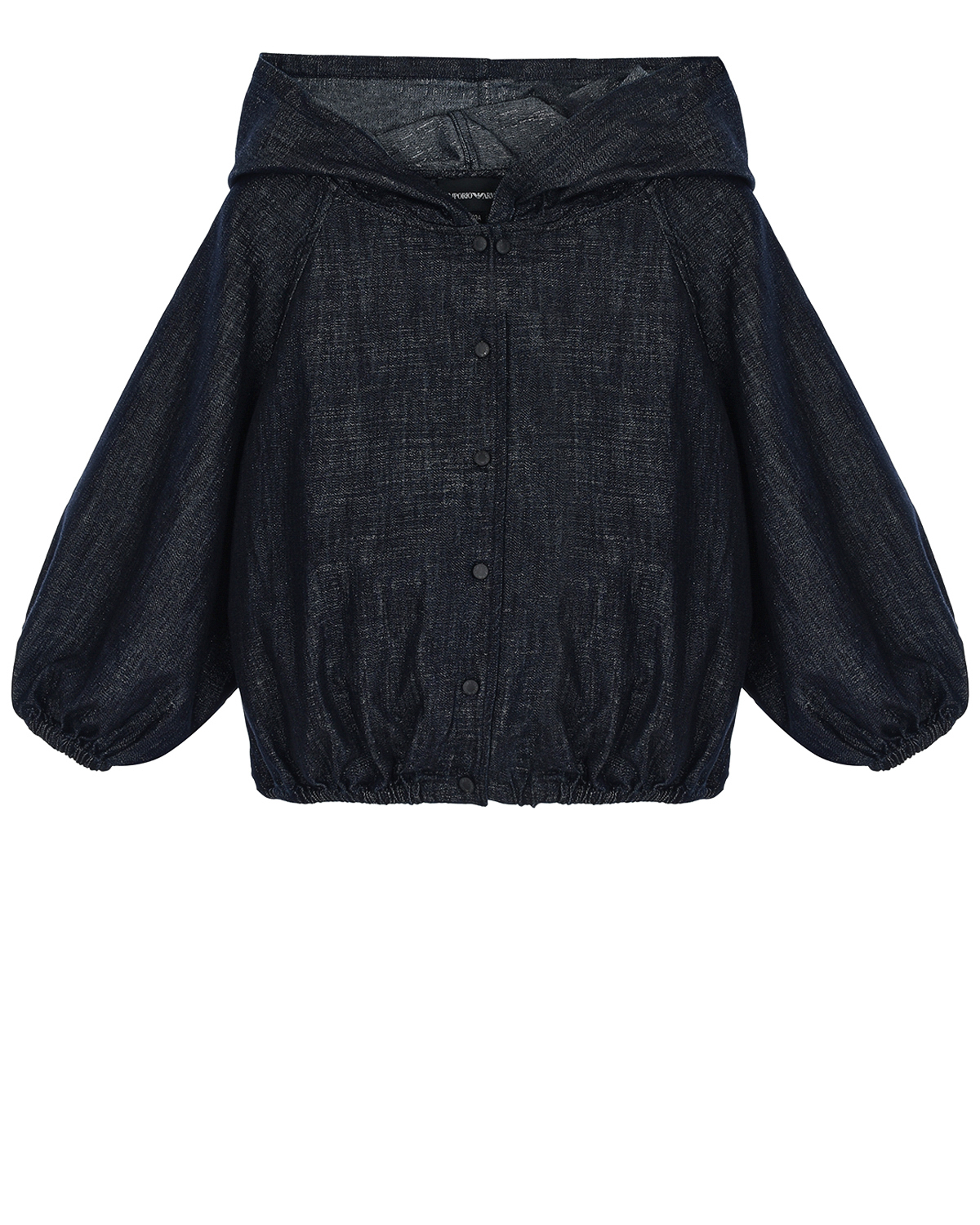 Черная джинсовая куртка с капюшоном Emporio Armani детская, размер 116, цвет черный