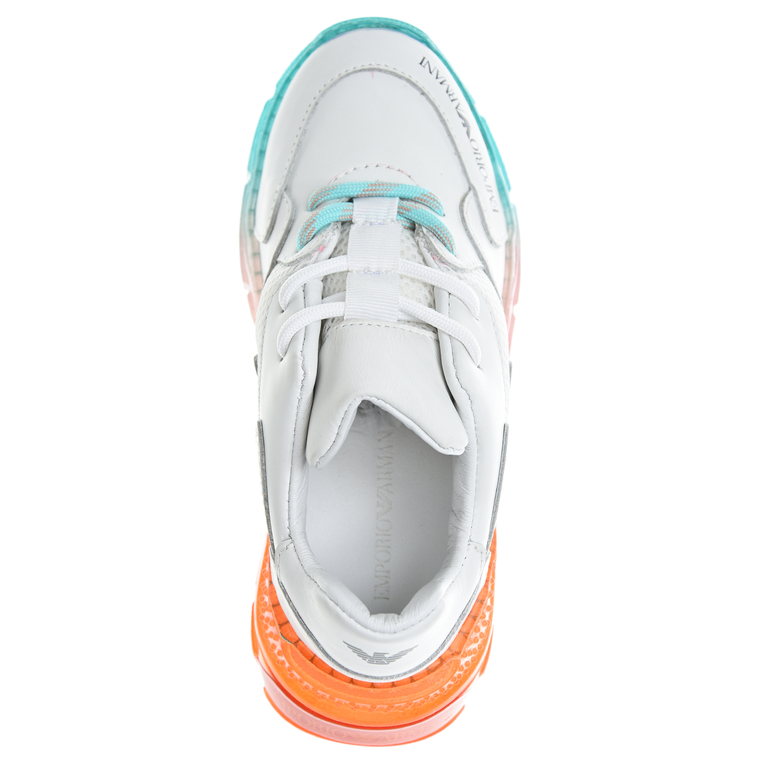 Белые кроссовки с радужной подошвой Emporio Armani детские, размер 28, цвет белый - фото 4