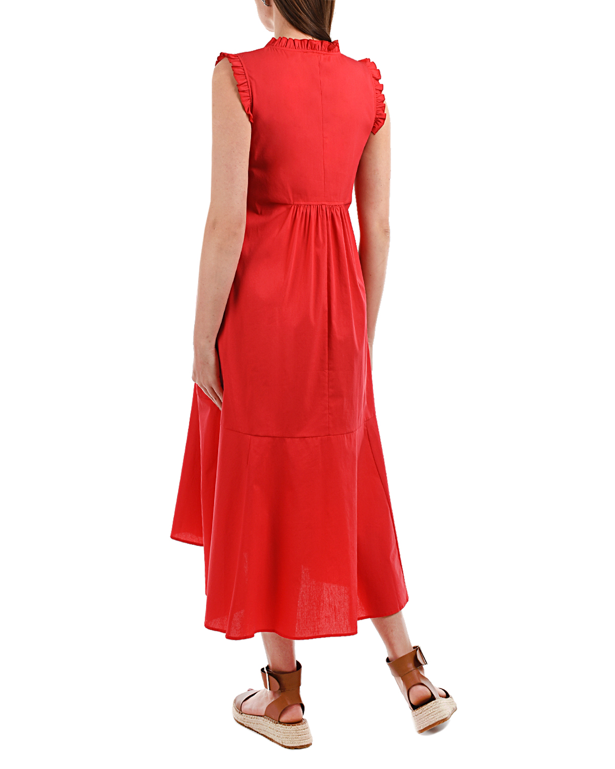 Красное платье с рюшами Attesa, размер 38, цвет красный - фото 3