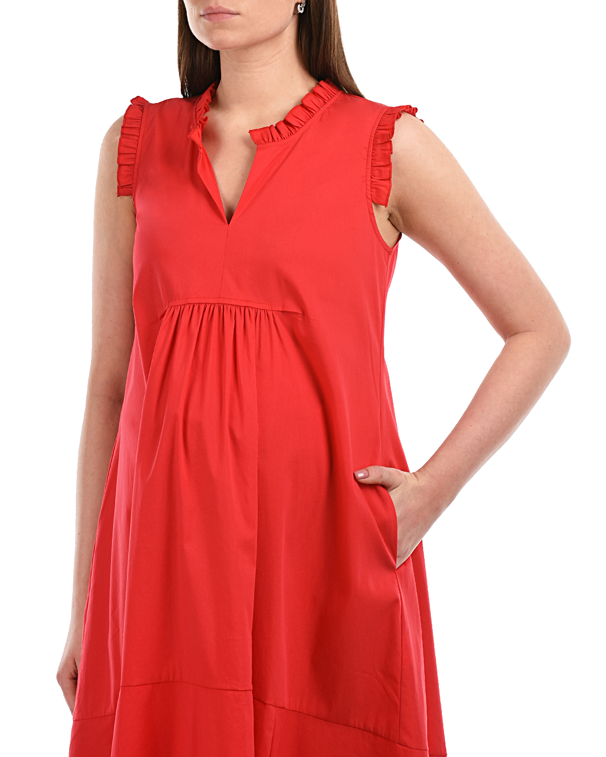 Красное платье с рюшами Attesa, размер 38, цвет красный - фото 7