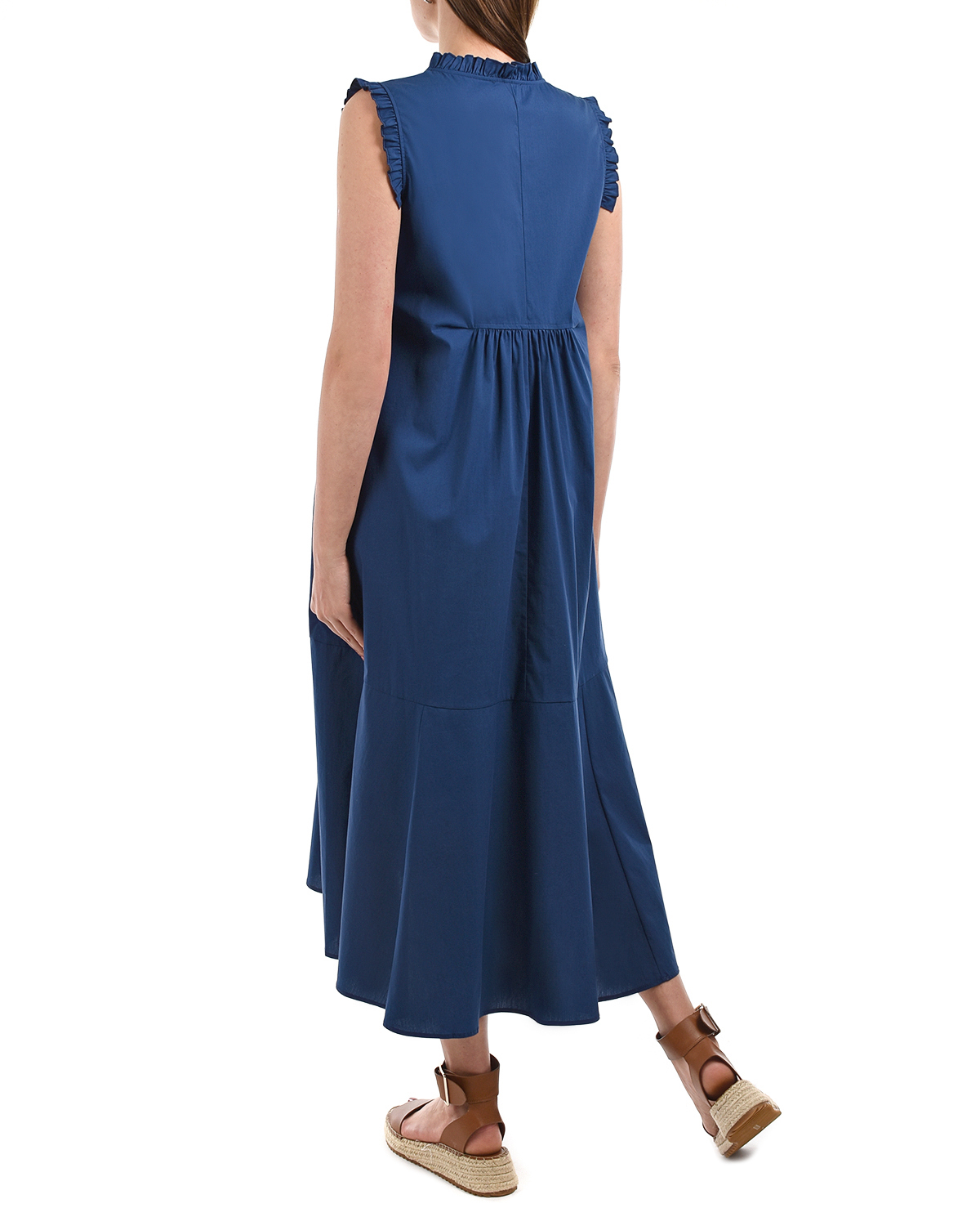 Синее платье с рюшами Attesa, размер 38, цвет синий - фото 3