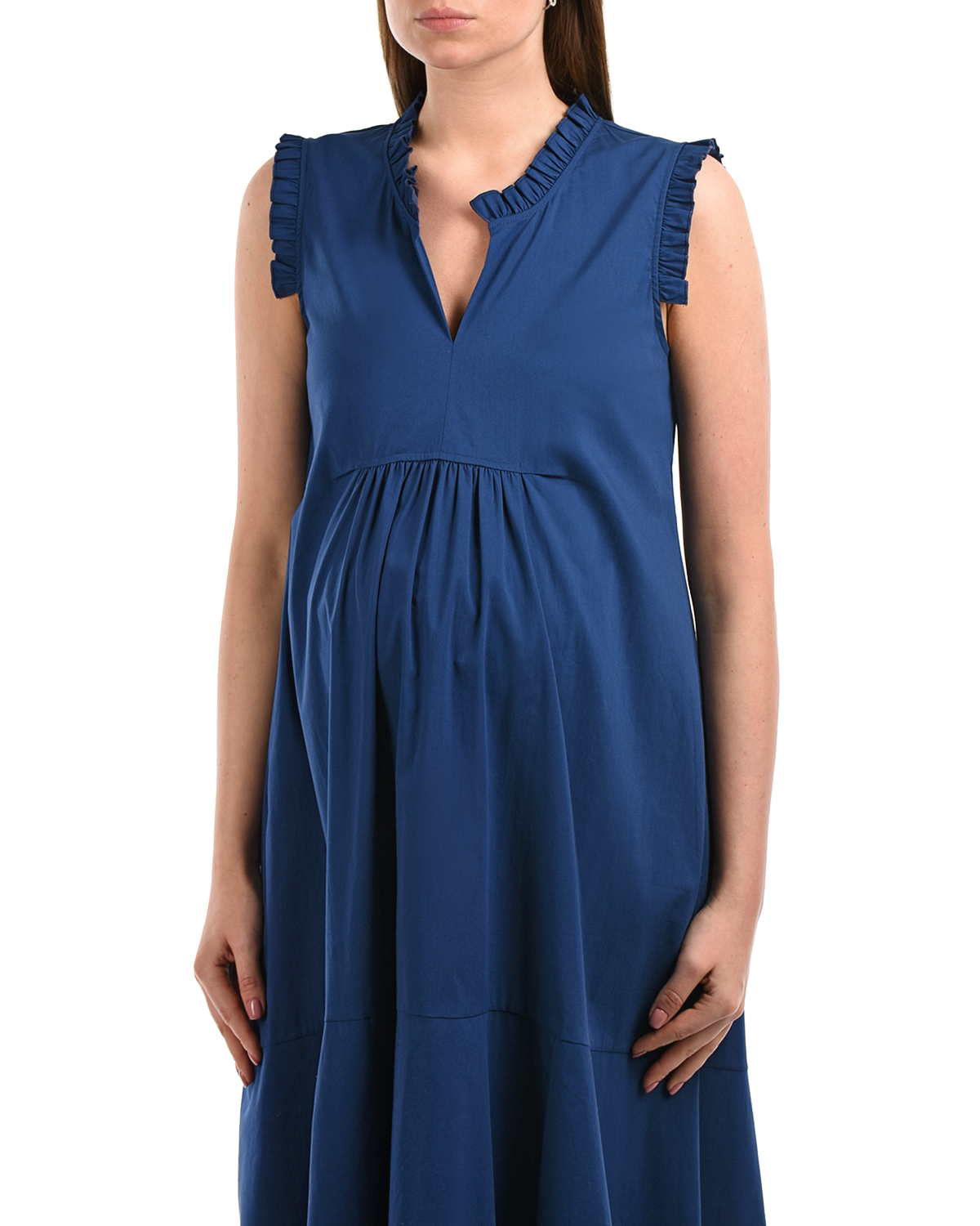 Синее платье с рюшами Attesa, размер 38, цвет синий - фото 7