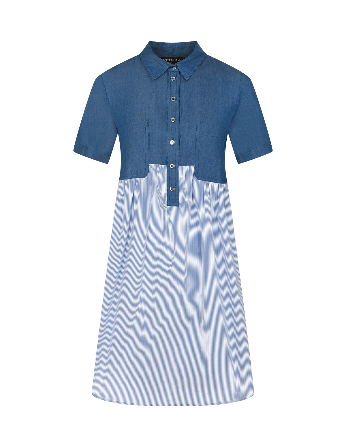 Синее платье с короткими рукавами для беременных Attesa