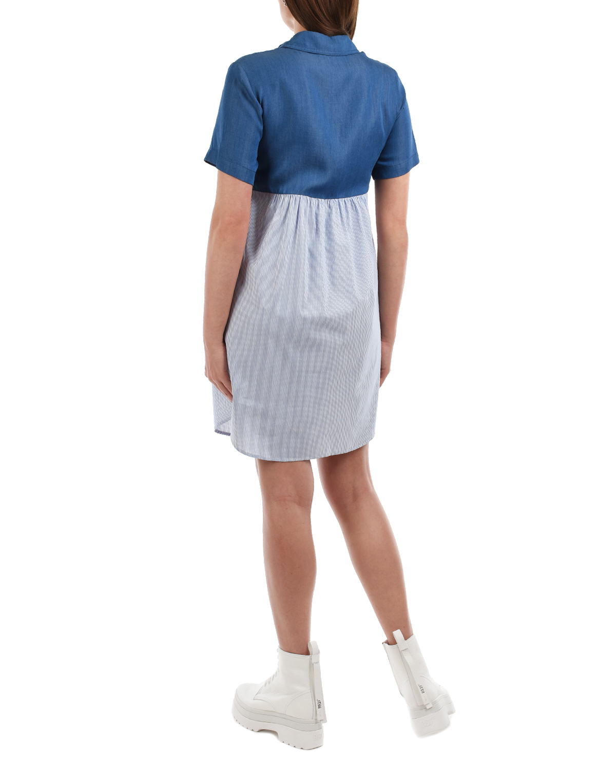 Синее платье с короткими рукавами Attesa, размер 38, цвет синий - фото 3