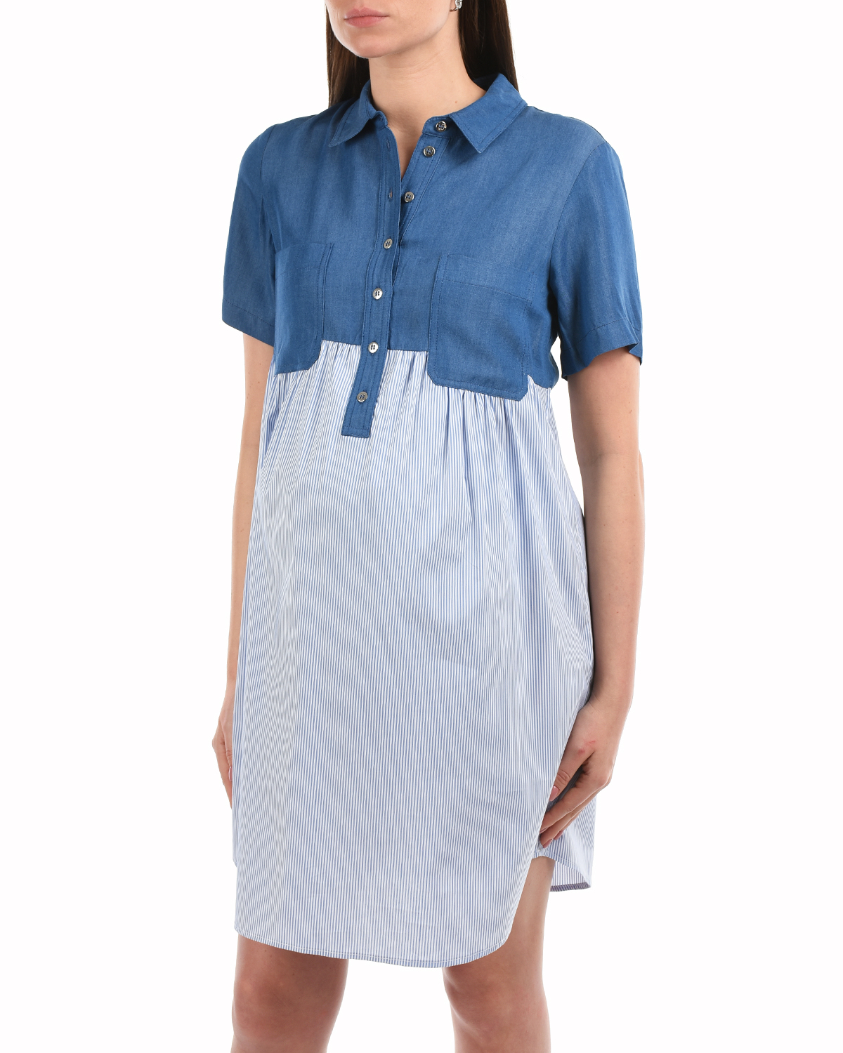 Синее платье с короткими рукавами Attesa, размер 38, цвет синий - фото 7