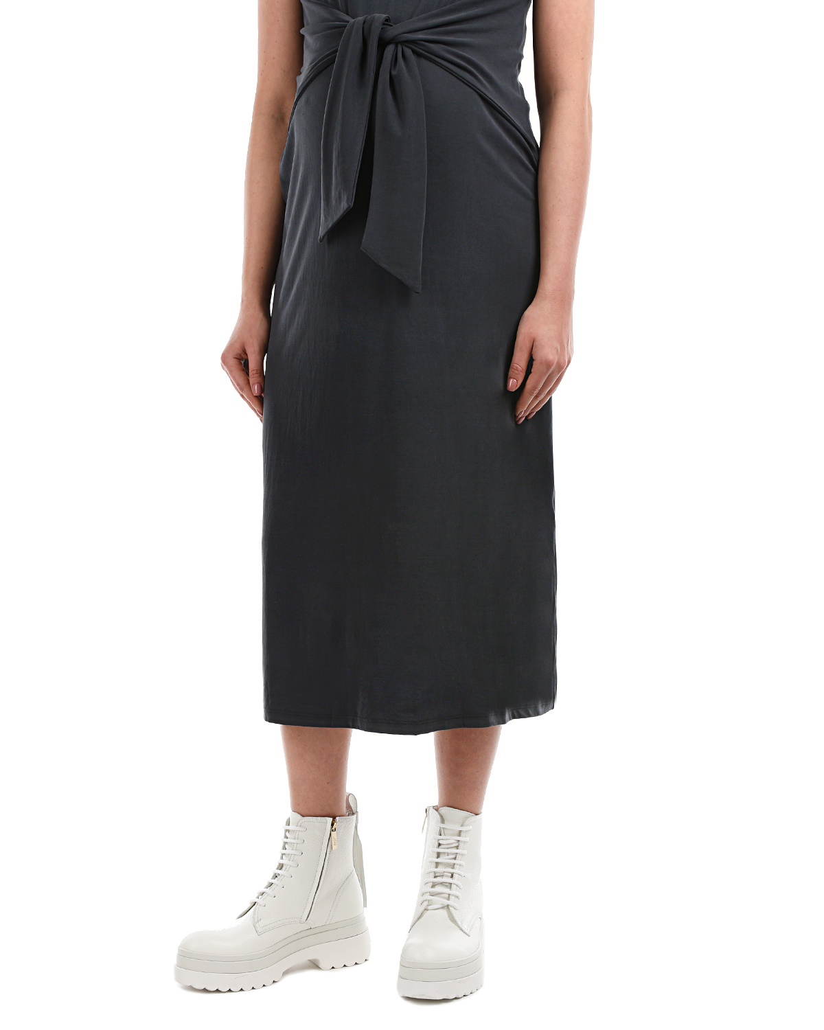 Темно-серое платье с короткими рукавами Attesa, размер 38, цвет серый - фото 8