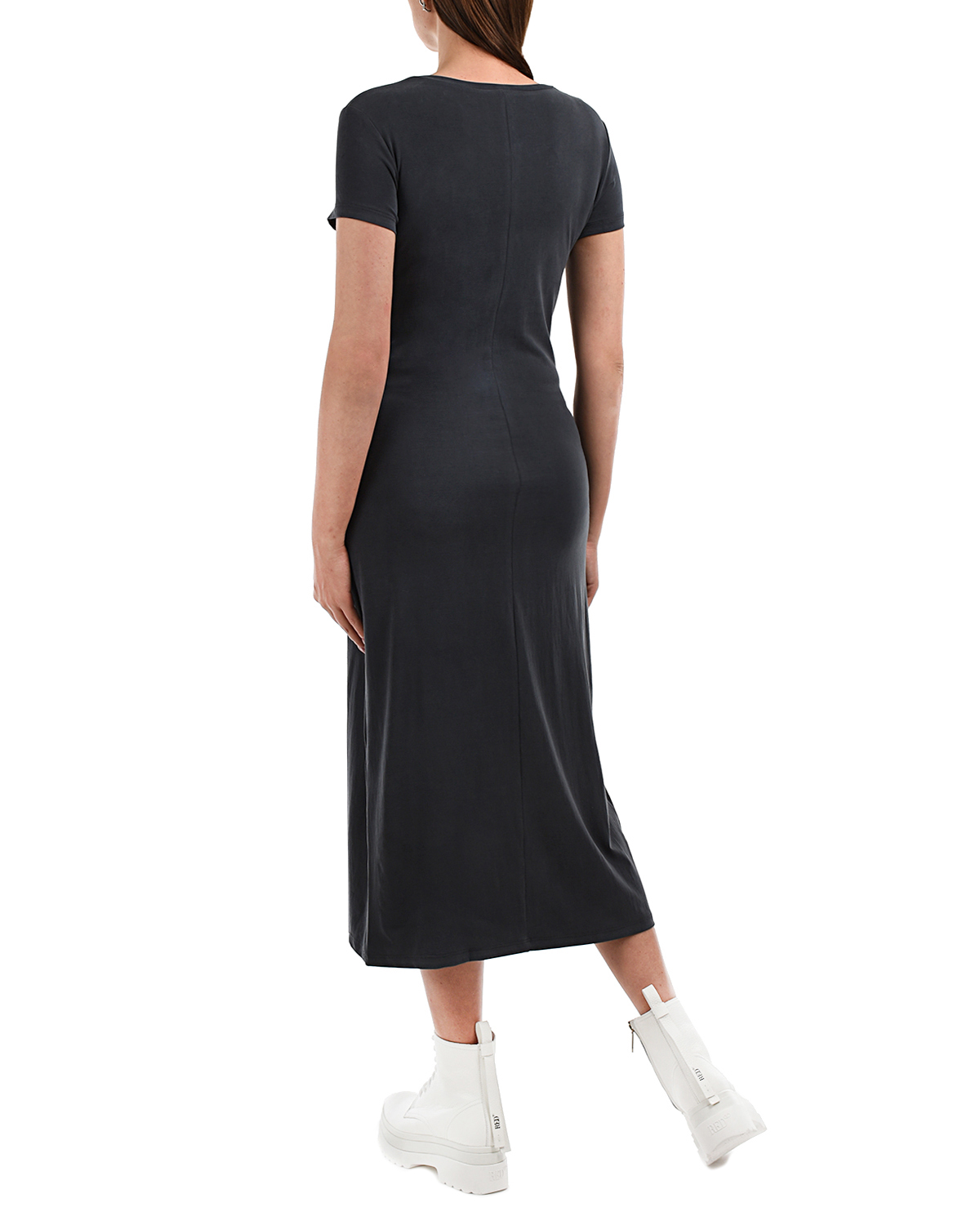 Темно-серое платье с короткими рукавами Attesa, размер 38, цвет серый - фото 3