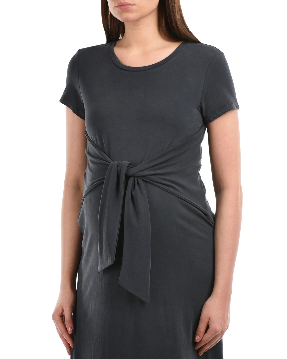 Темно-серое платье с короткими рукавами Attesa, размер 38, цвет серый - фото 7