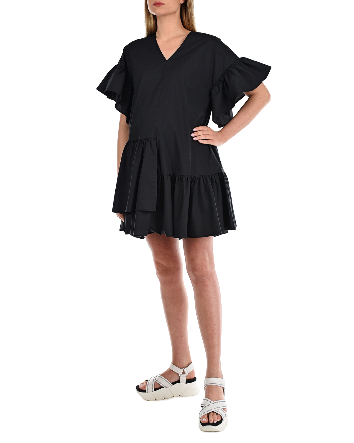Черное асимметричное платье Attesa, размер 38, цвет черный - фото 2