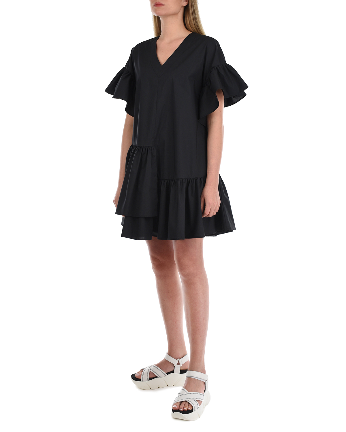 Черное асимметричное платье Attesa, размер 38, цвет черный - фото 4