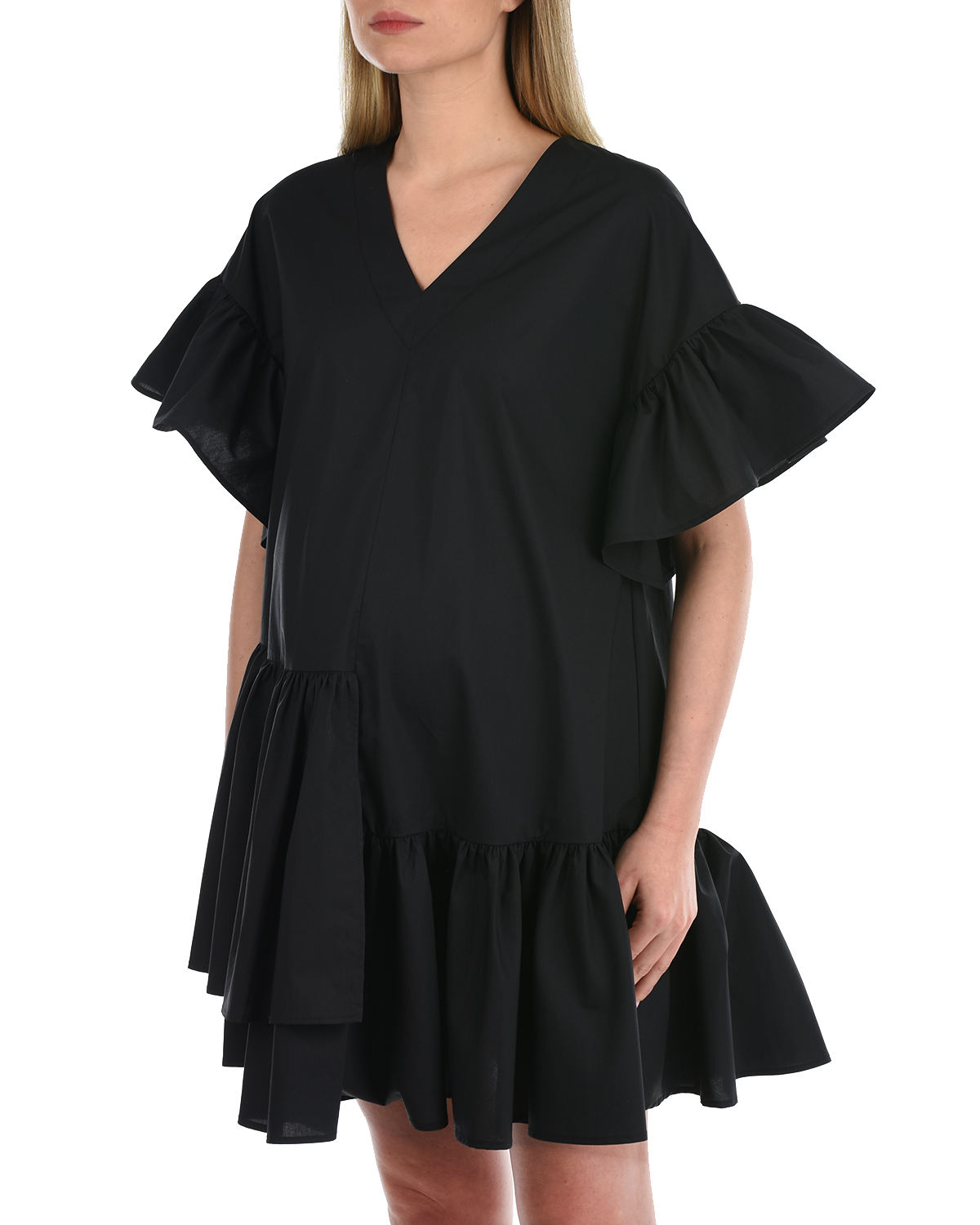 Черное асимметричное платье Attesa, размер 38, цвет черный - фото 7
