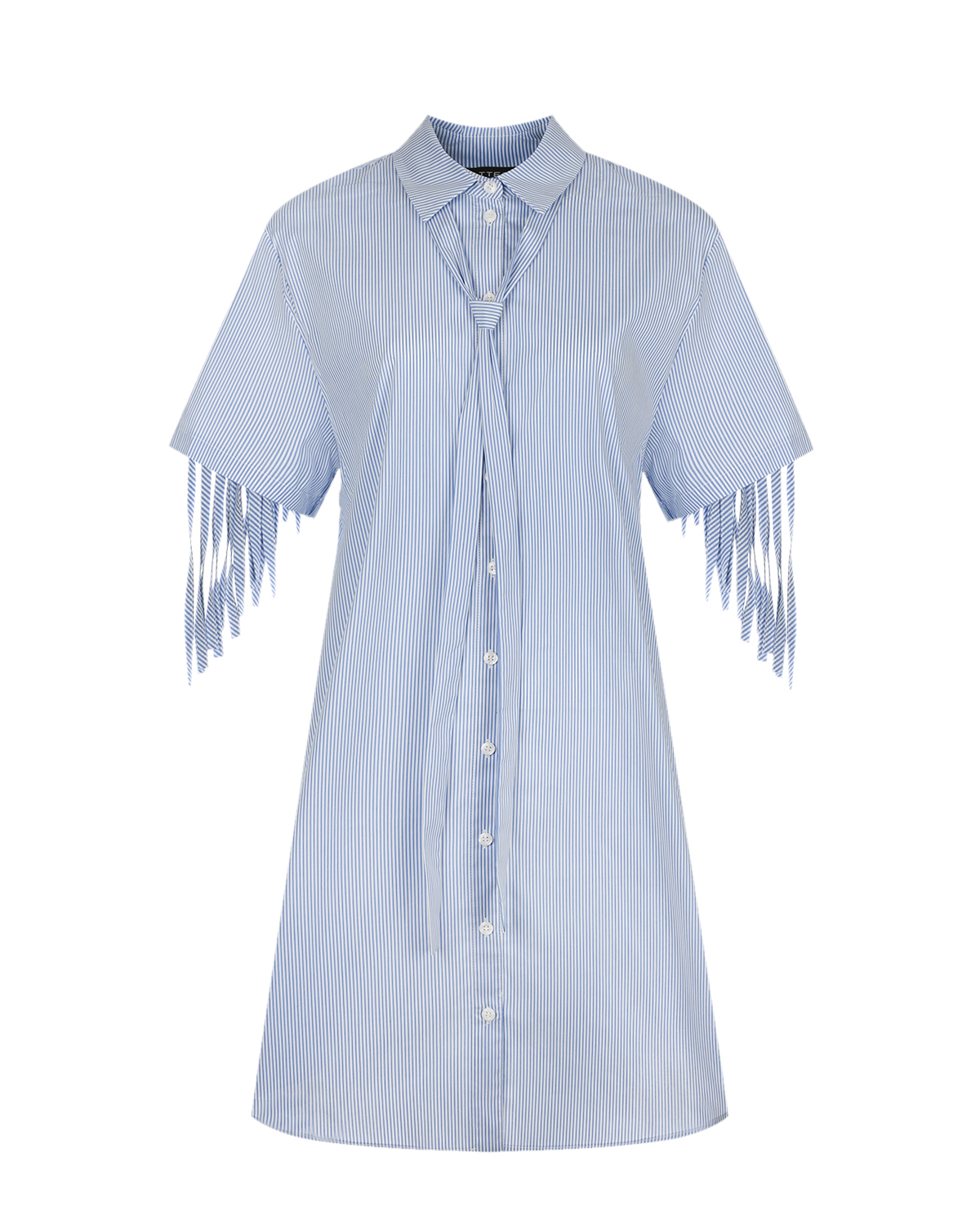 Платье-рубашка с бахромой Attesa, размер 38, цвет голубой - фото 1