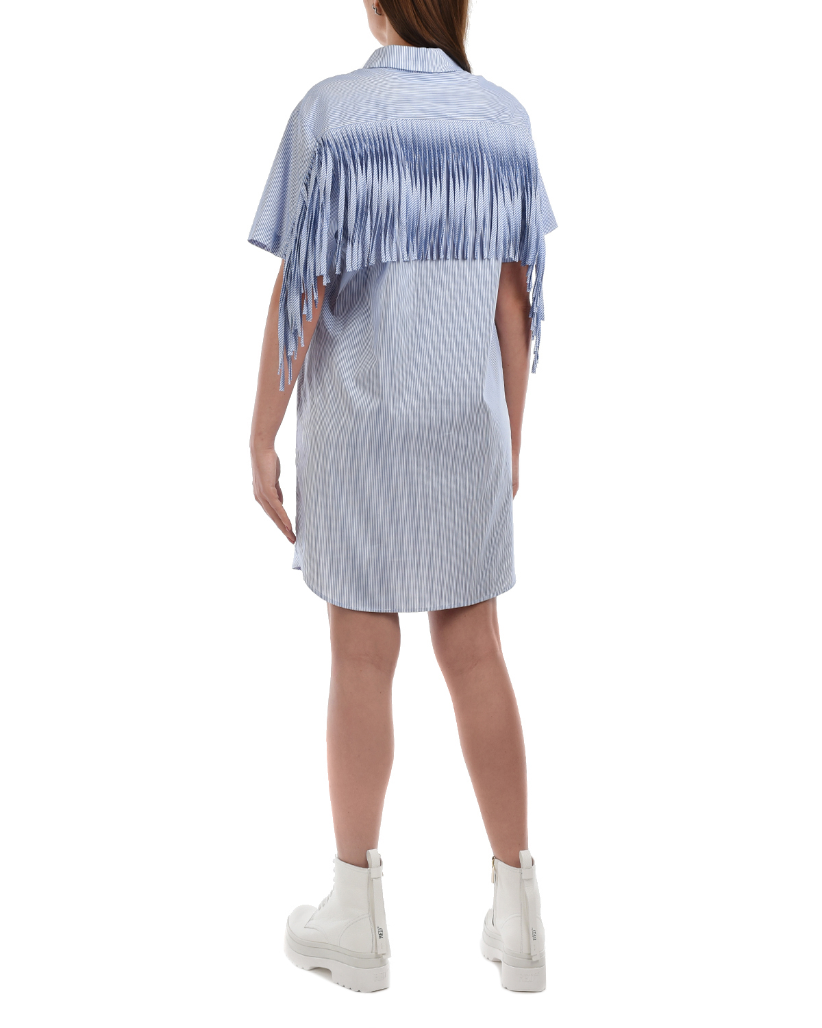 Платье-рубашка с бахромой Attesa, размер 38, цвет голубой - фото 3