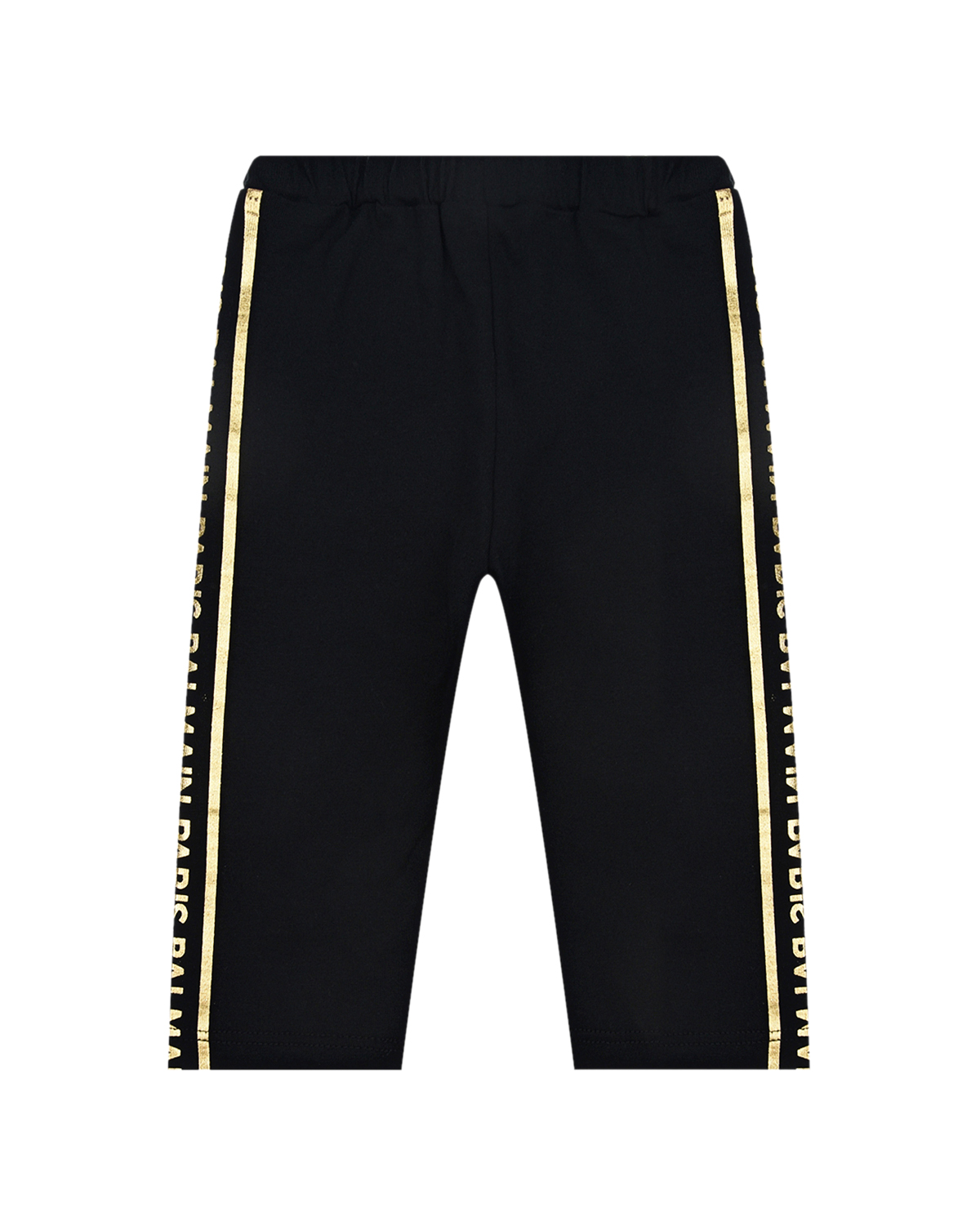 Черные спортивные брюки с золотистыми лампасами Balmain детские, размер 68, цвет нет цвета - фото 2