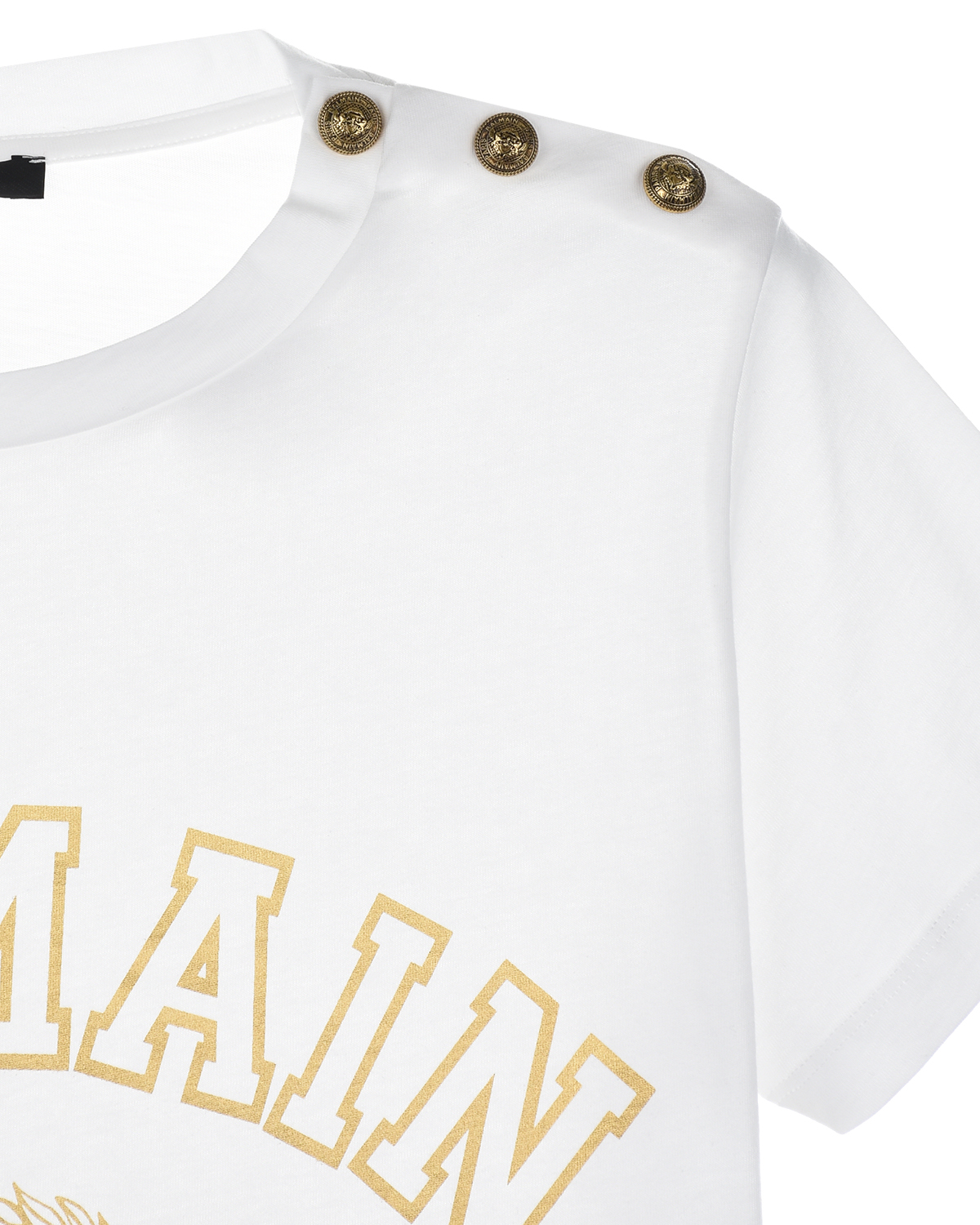 Белая футболка с золотым логотипом Balmain детская, размер 152, цвет нет цвета - фото 4