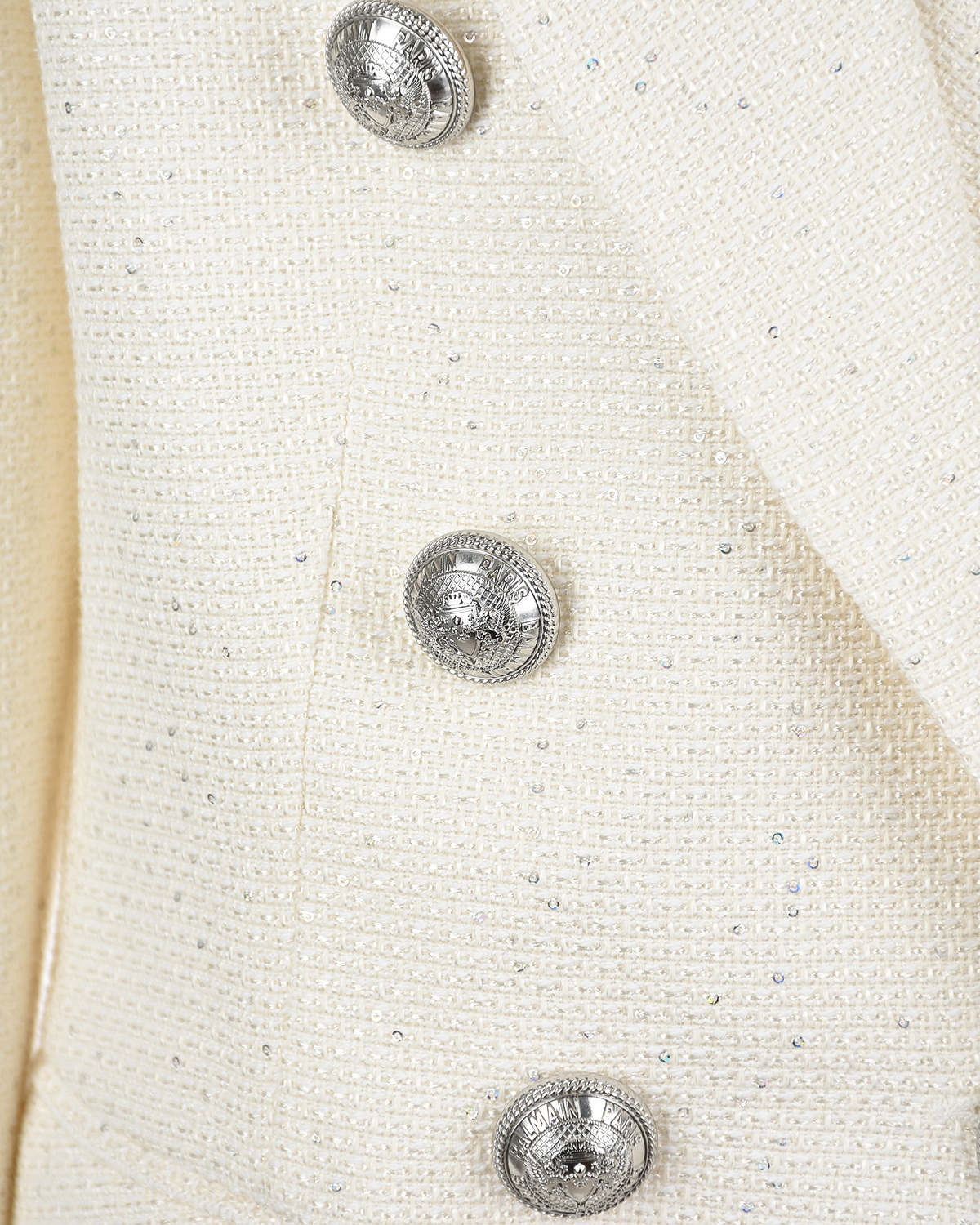 Кремовый пиджак с серебряными пуговицами Balmain детский, размер 164, цвет нет цвета - фото 4