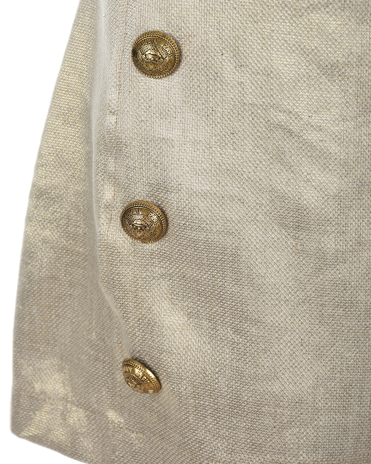 Льняная юбка с золотистыми пуговицами Balmain детская, размер 152, цвет нет цвета - фото 3