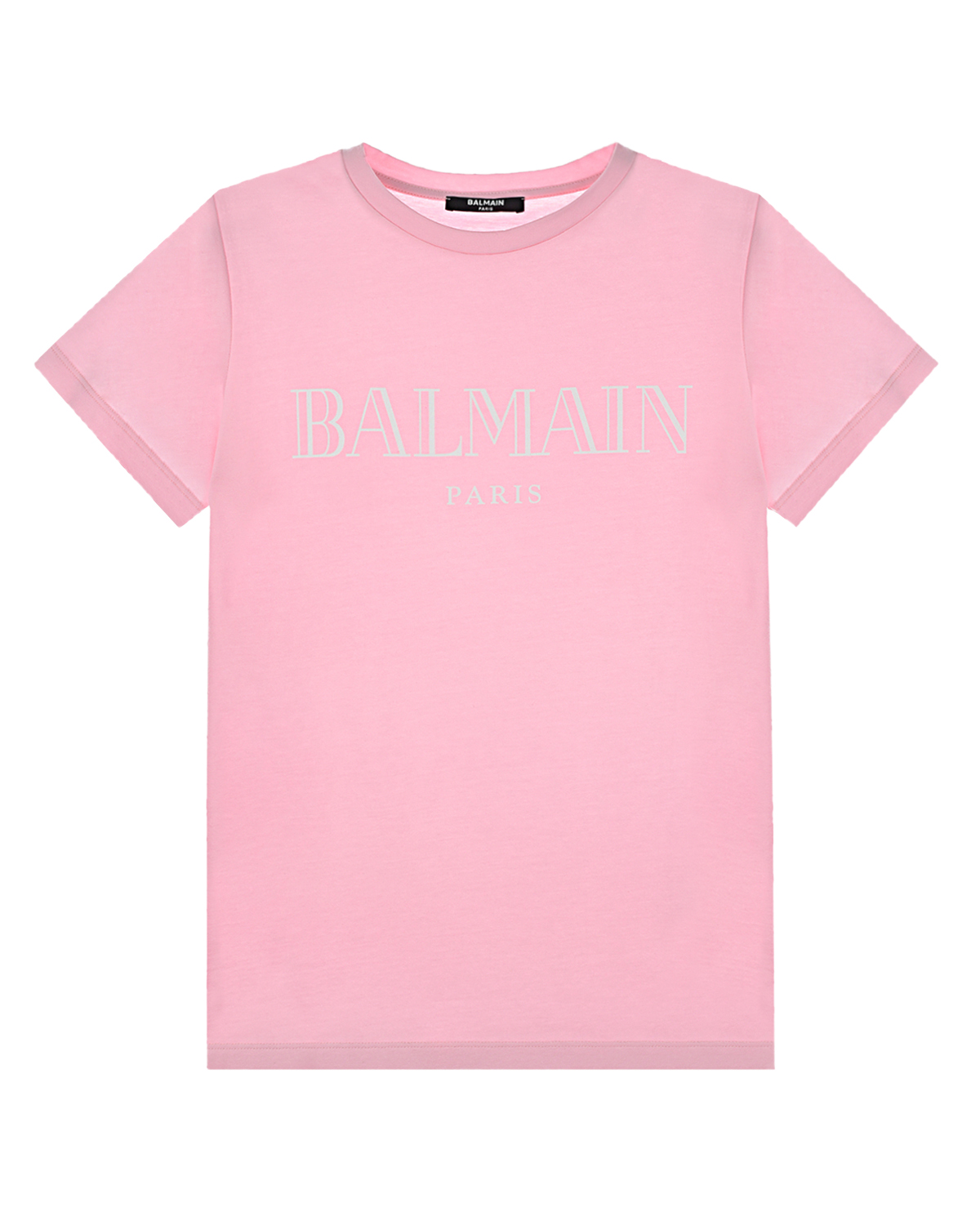 Розовая футболка с белым логотипом Balmain детская, размер 152, цвет нет цвета - фото 1