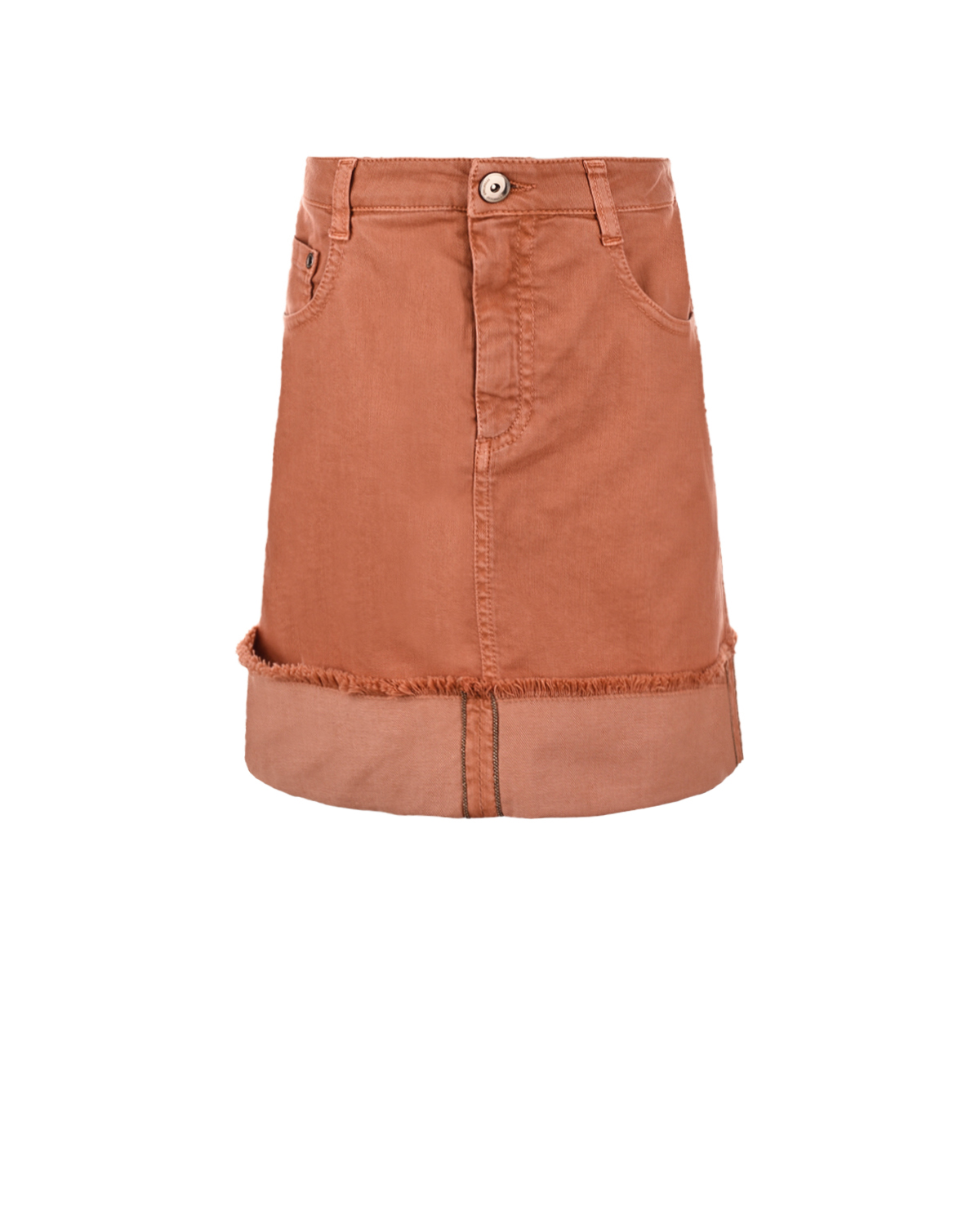 Оранжевая джинсовая юбка Brunello Cucinelli детская, размер 140, цвет оранжевый - фото 1