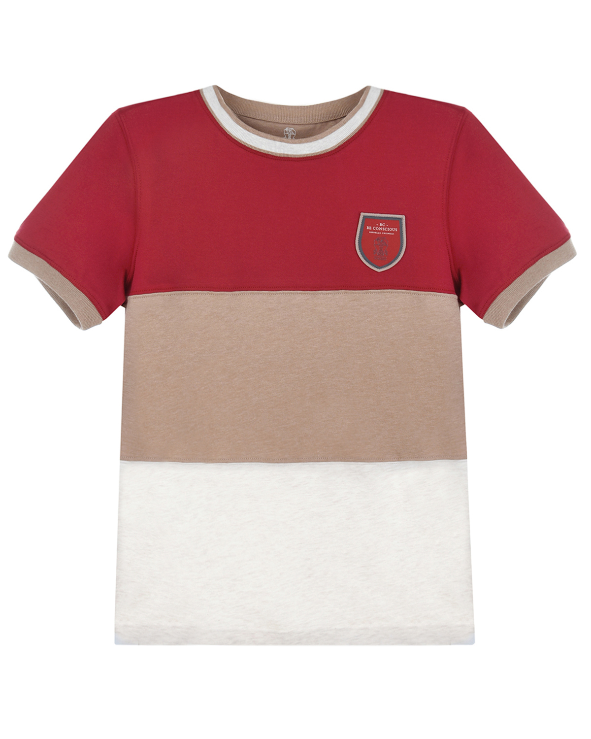 Хлопковая футболка color block Brunello Cucinelli