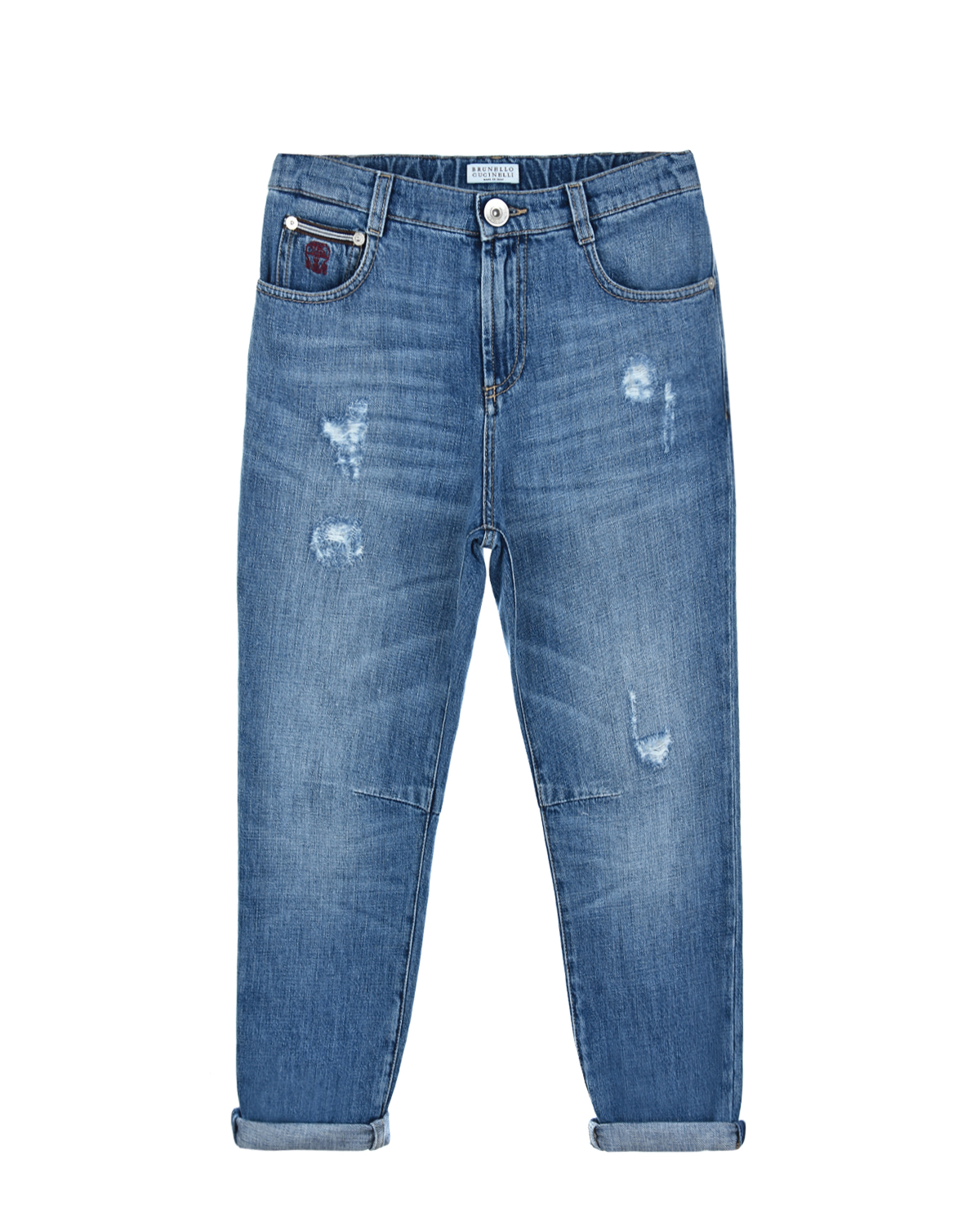Голубые джинсы с разрезами Brunello Cucinelli