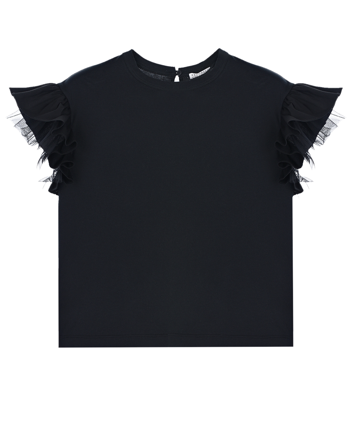 Черная футболка с рукавами-крылышками Brunello Cucinelli