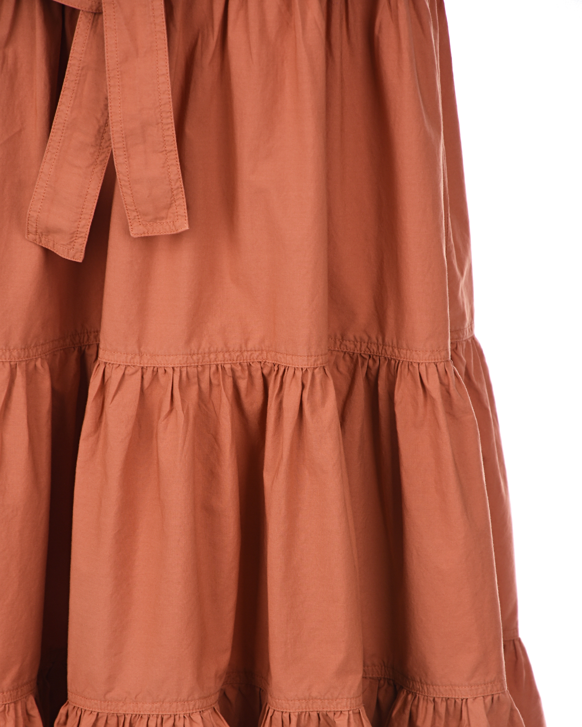 Коричневое платье с поясом Brunello Cucinelli детское, размер 140, цвет красный - фото 3