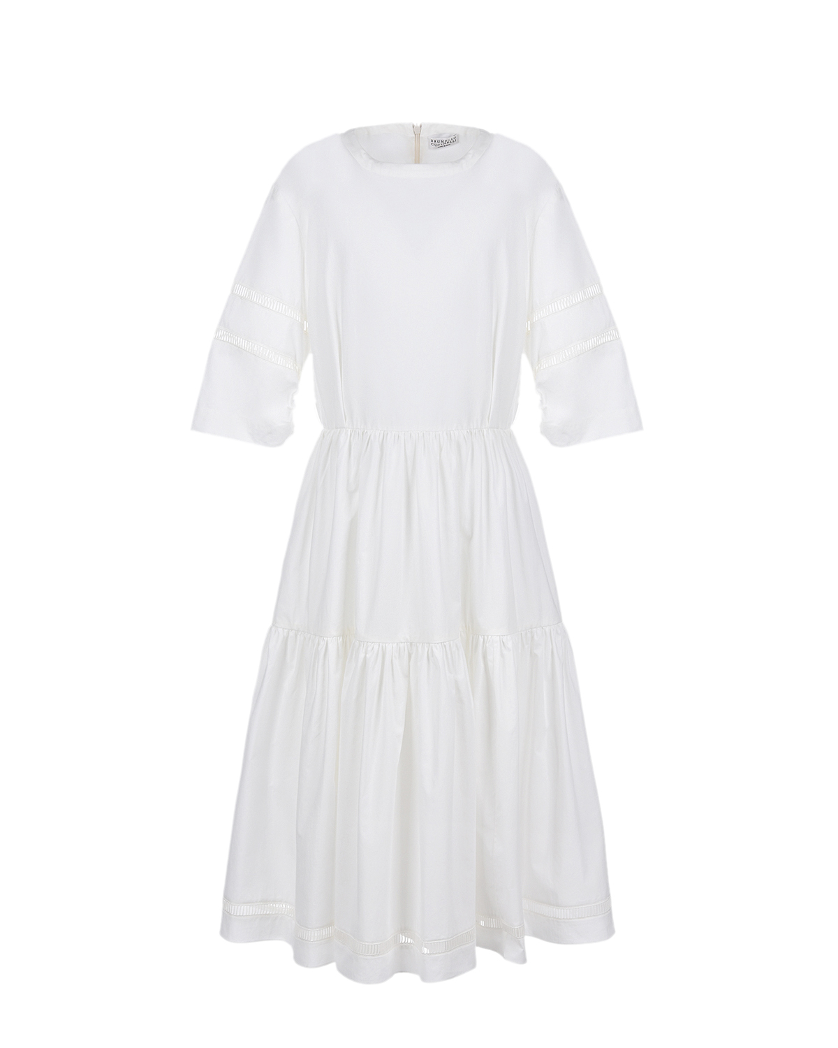 Белое приталенное платье Brunello Cucinelli детское, размер 152, цвет белый - фото 1