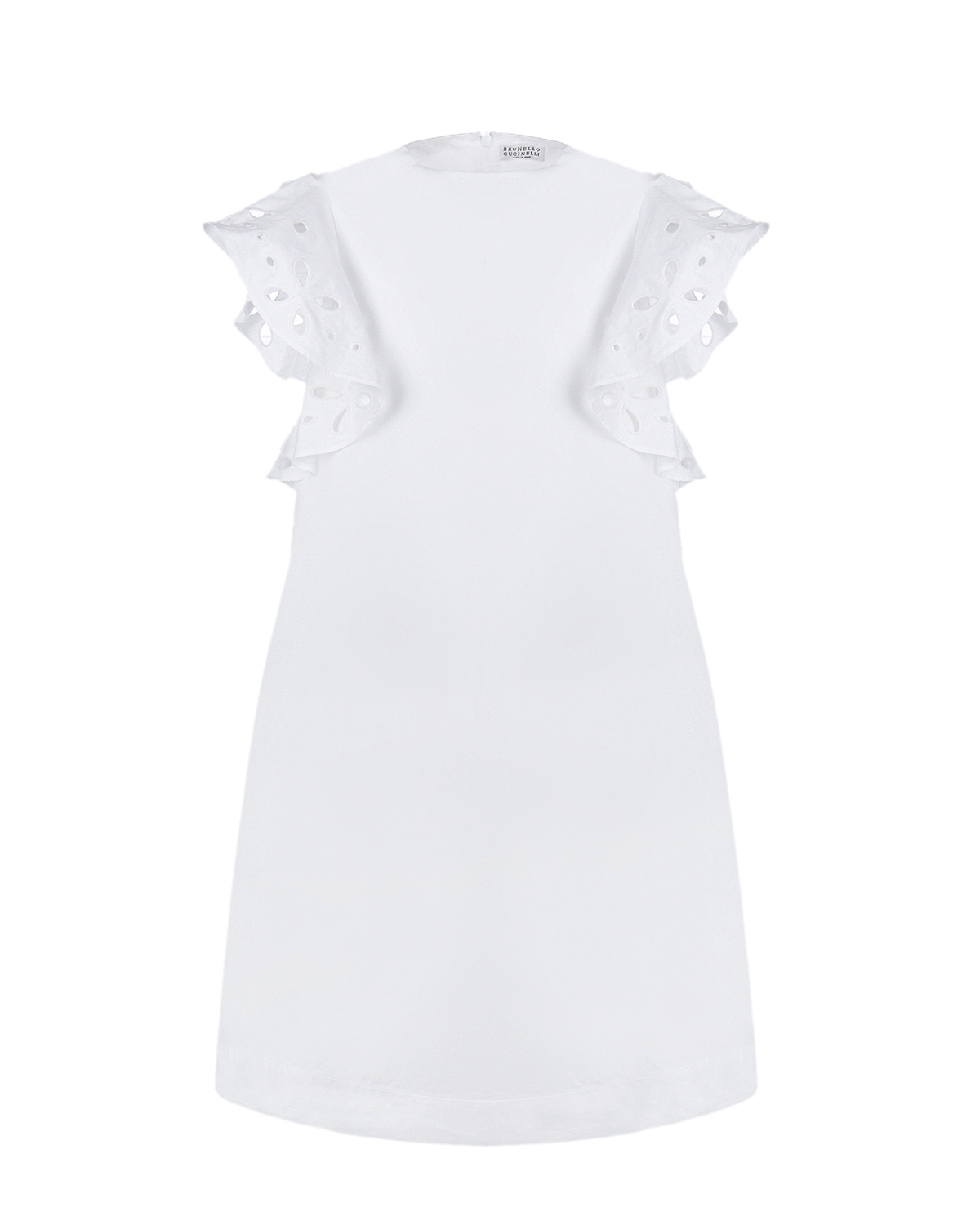 Белое платье с рукавами-крылышками Brunello Cucinelli детское, размер 140, цвет белый - фото 1