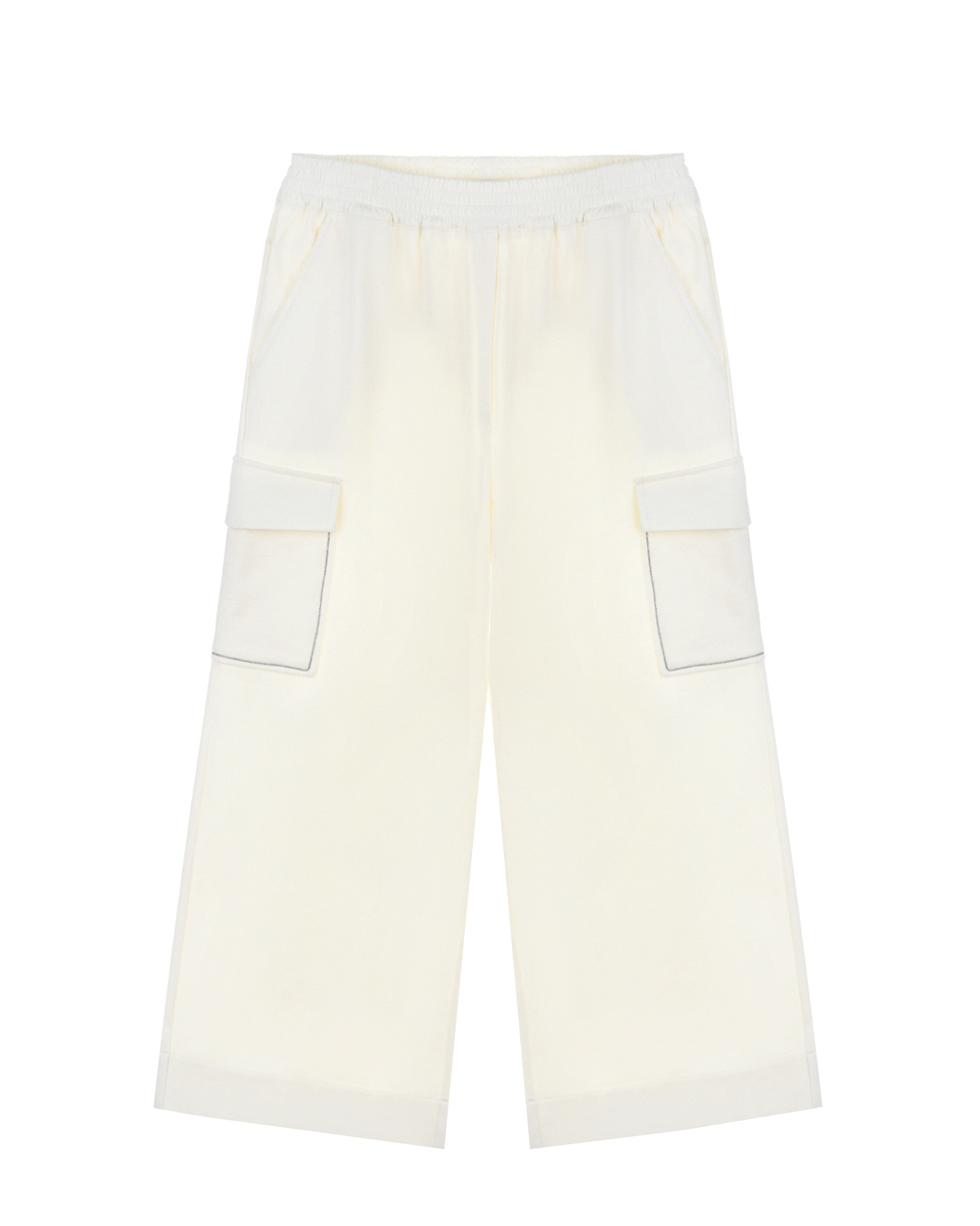 Кремовые брюки с карманами-карго Brunello Cucinelli детские, размер 140, цвет кремовый - фото 1