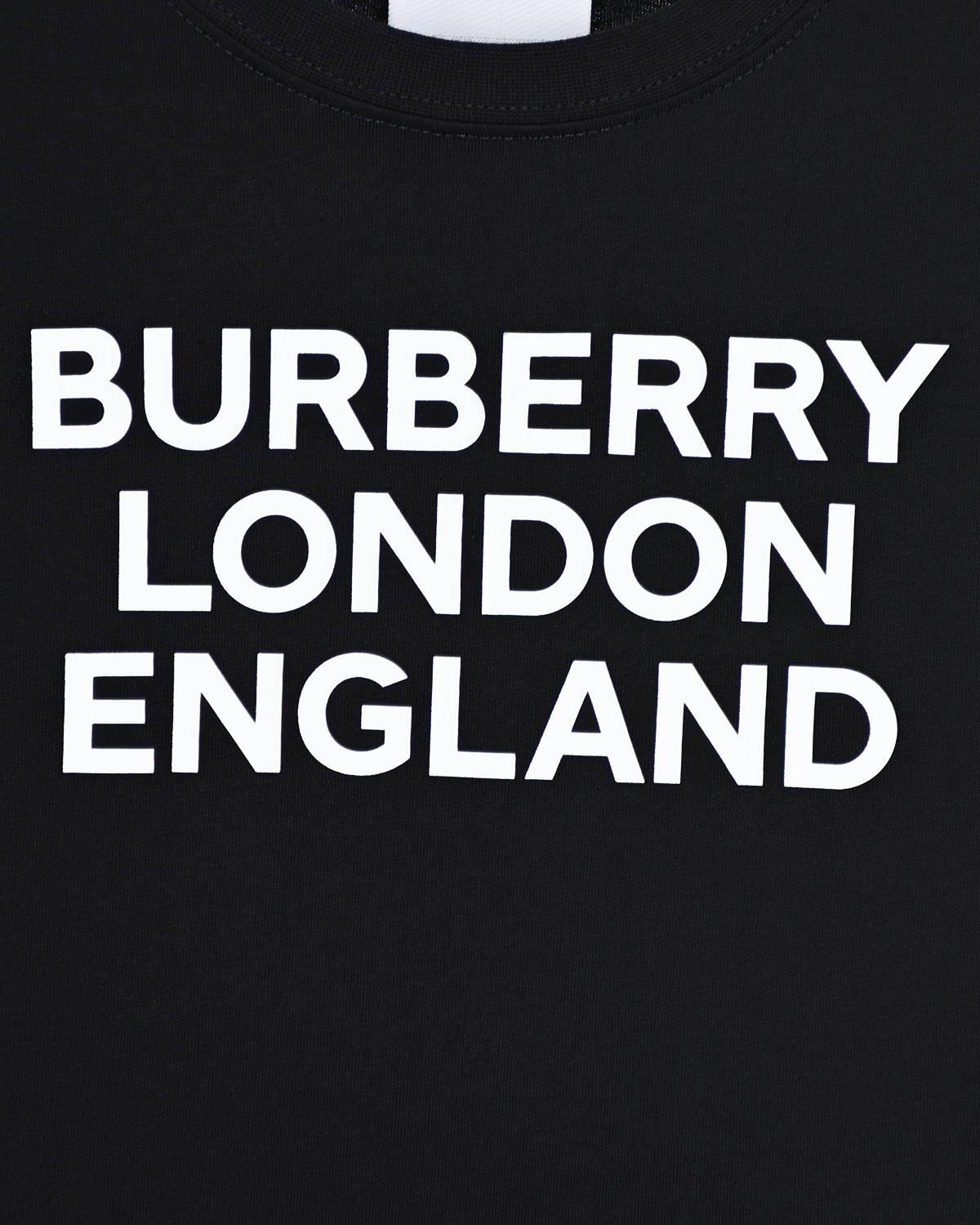 Черная футболка с белым принтом "burberry london england" детская, размер 128, цвет черный - фото 3