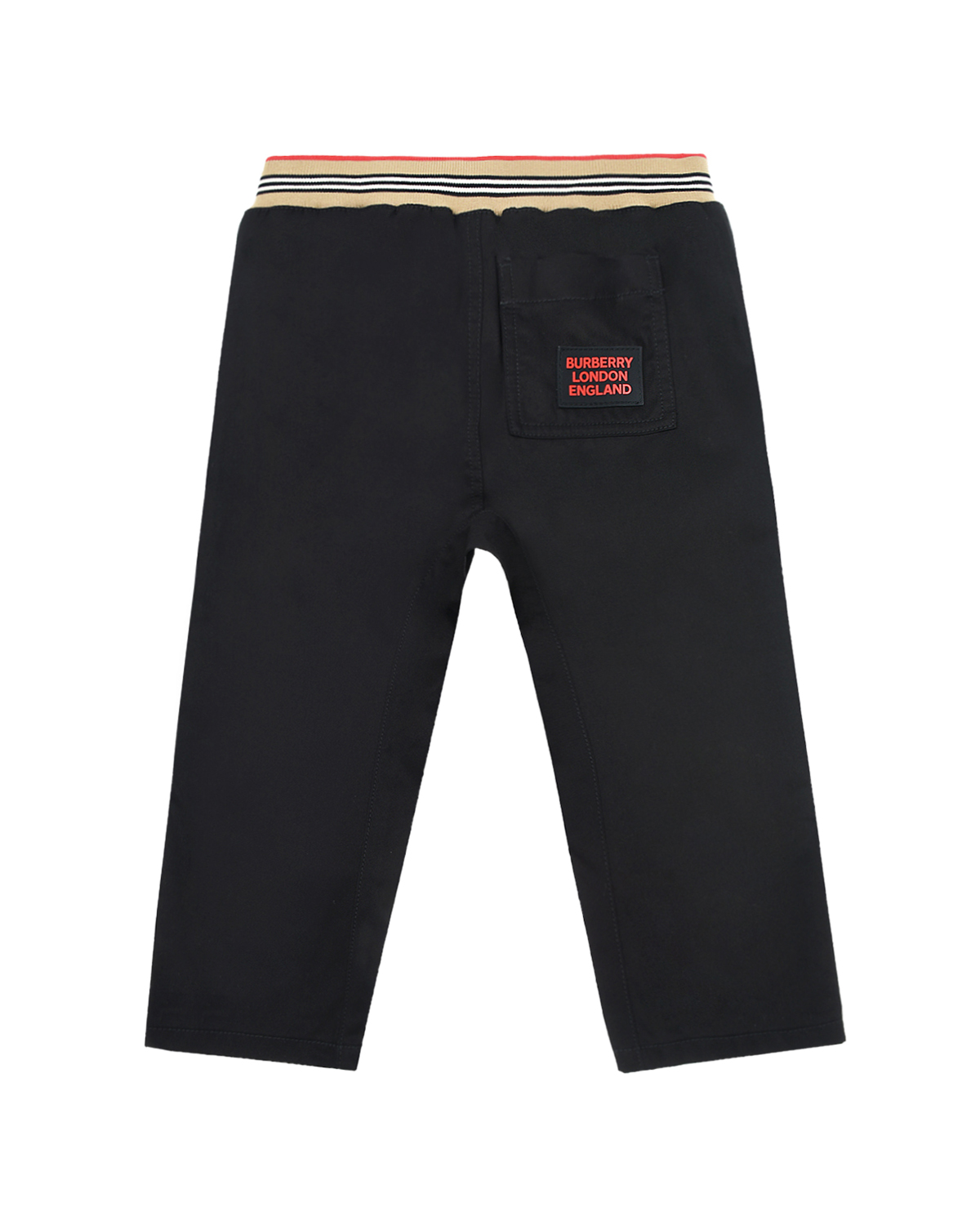 Черные брюки с поясом в полоску Burberry детские, размер 68, цвет бежевый - фото 2
