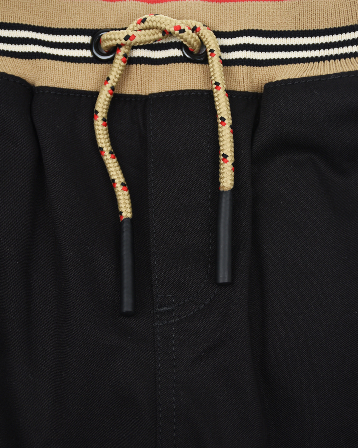 Черные брюки с поясом в полоску Burberry детские, размер 68, цвет бежевый - фото 3