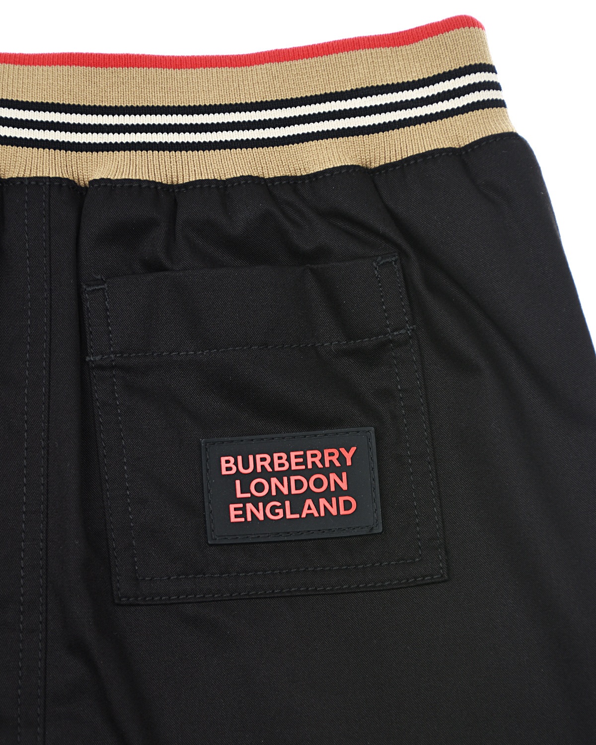 Черные брюки с поясом в полоску Burberry детские, размер 68, цвет бежевый - фото 4