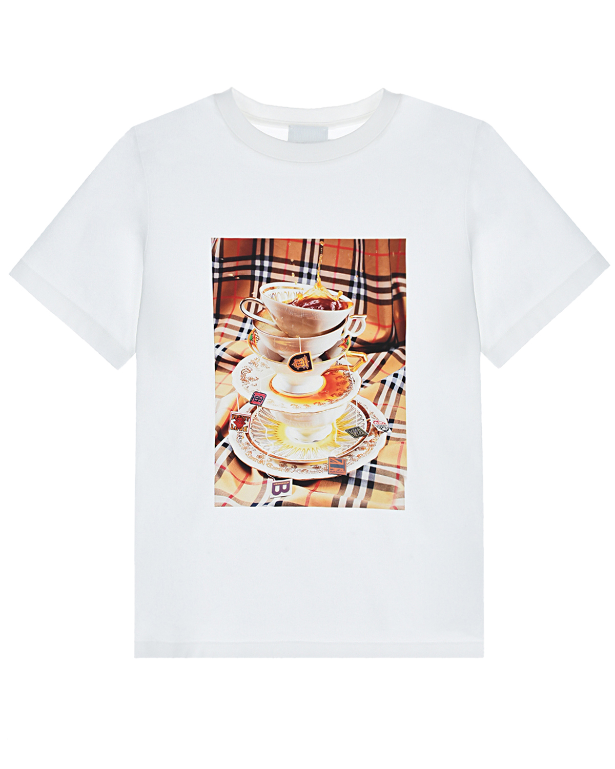 Белая футболка с принтом "Teacup" Burberry