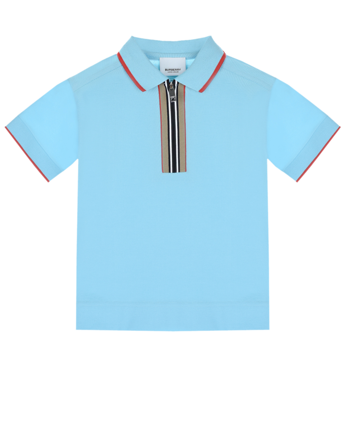 Голубая футболка-поло Burberry детская, размер 98, цвет голубой - фото 1
