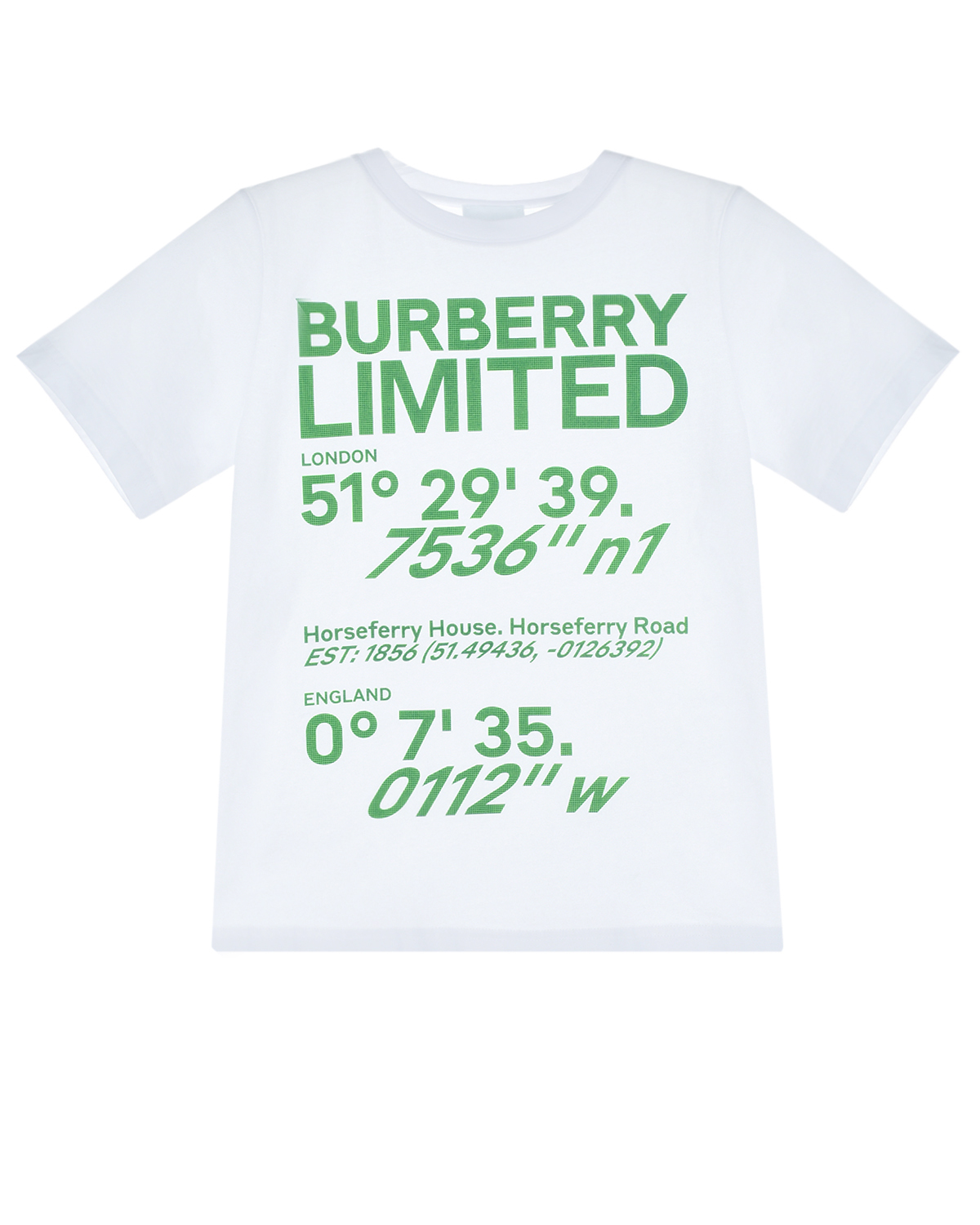 Белая футболка с зеленым логотипом Burberry детская, размер 98, цвет белый - фото 1