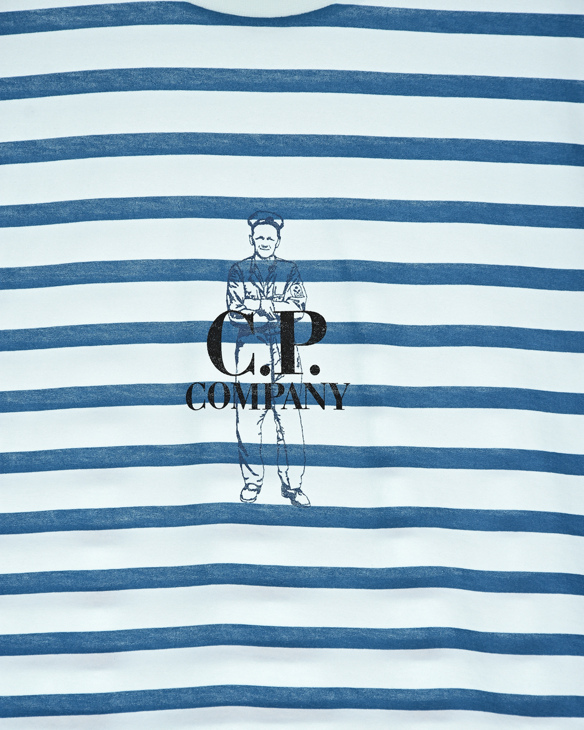 Белая футболка в синюю полоску CP Company детская, размер 140, цвет мультиколор - фото 3