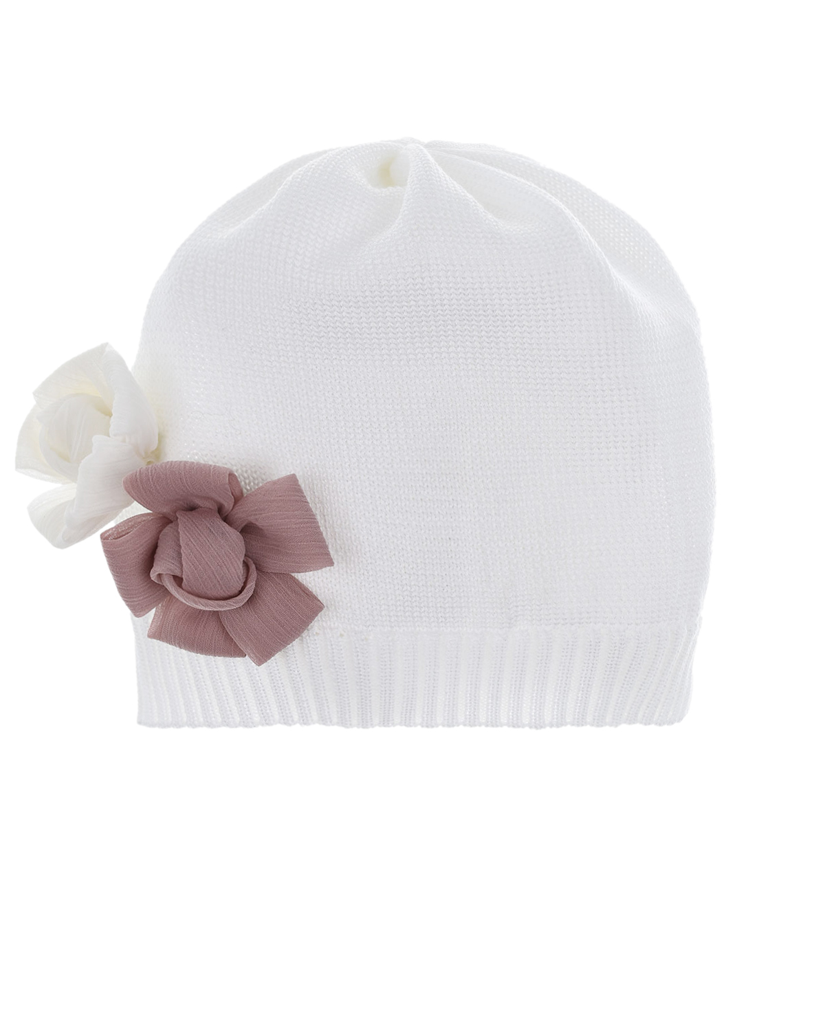 Белая шапка с цветочным декором Catya
