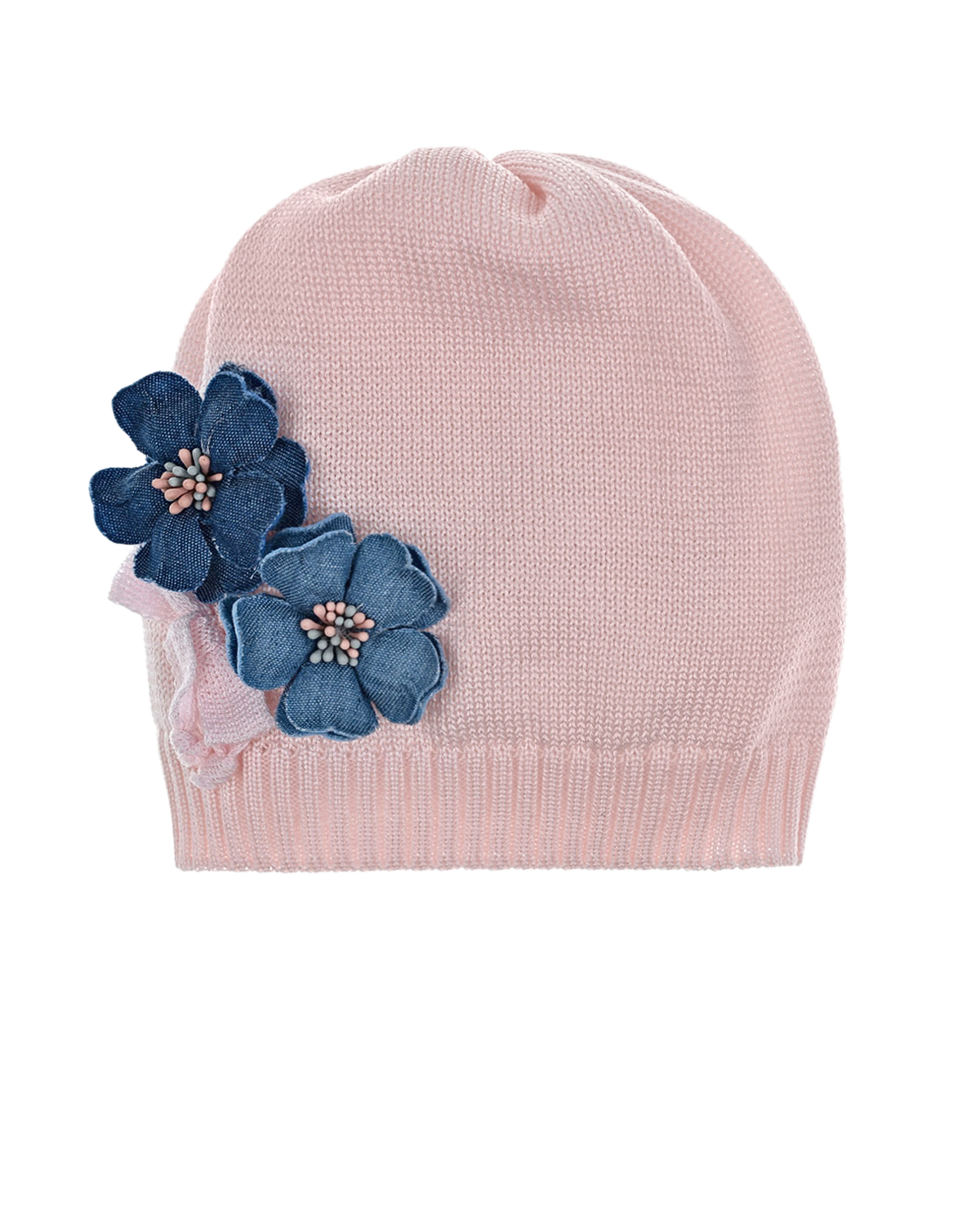 Розовая шапка с синими цветами Catya
